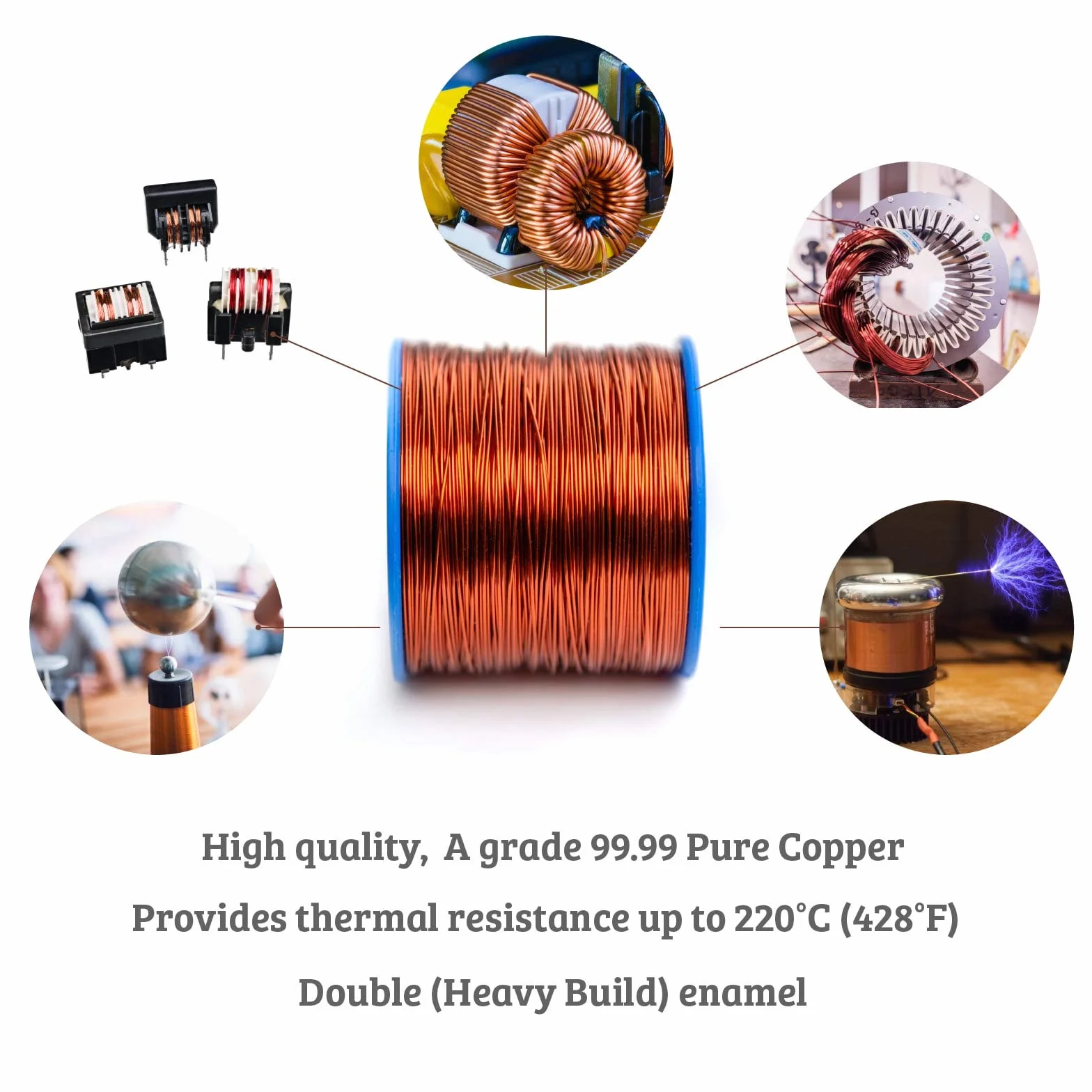 Emtel Alambre de cobre esmaltado 1.15 mm 500 gr 53 m 220°C