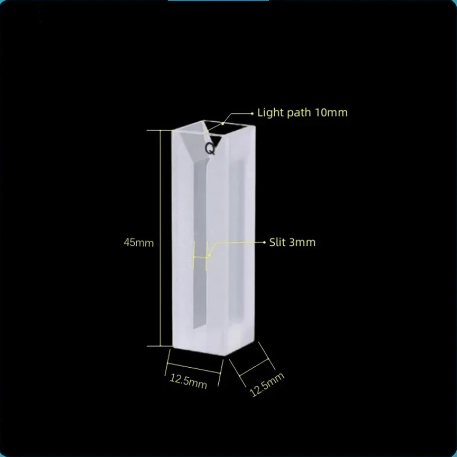 Laboratorio de óptica científica, Cubeta de microcuarzo con ranura de 3 mm, 1050 ul, celdas de absorción de cuarzo de 1,05 ml, fabricada mediante proceso de sinterización, paquete de 2