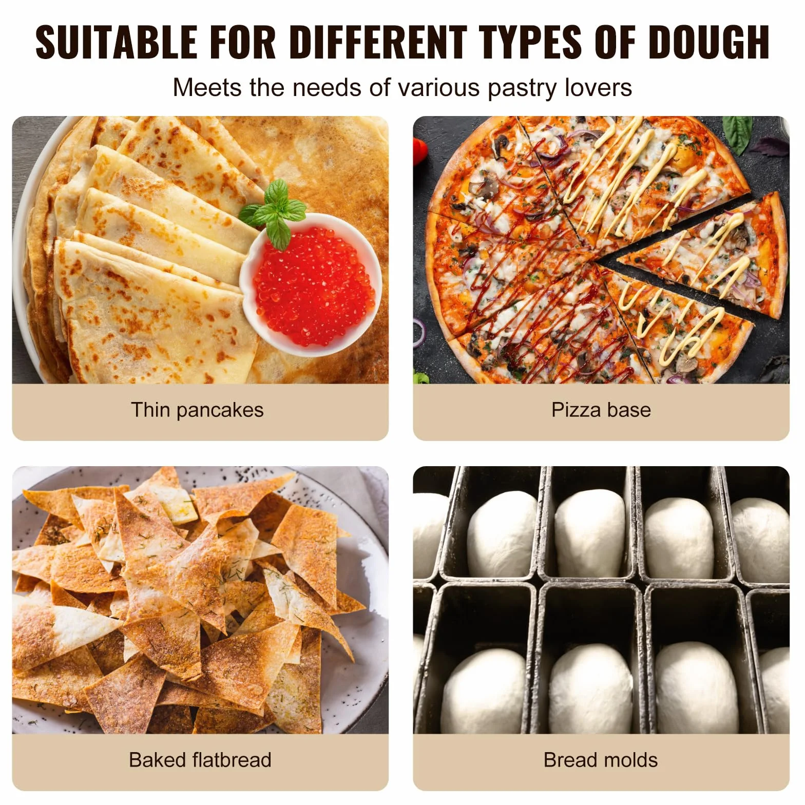VEVOR Prensa de Pasta Máquina de Pizza Manual Diámetro de 24cm con Bandeja de Acero Inoxidable Formadora de Pizza Doméstica Altura Ajustable para Tartas Tortillas Panes Pizzerías Panaderías Cafeterías