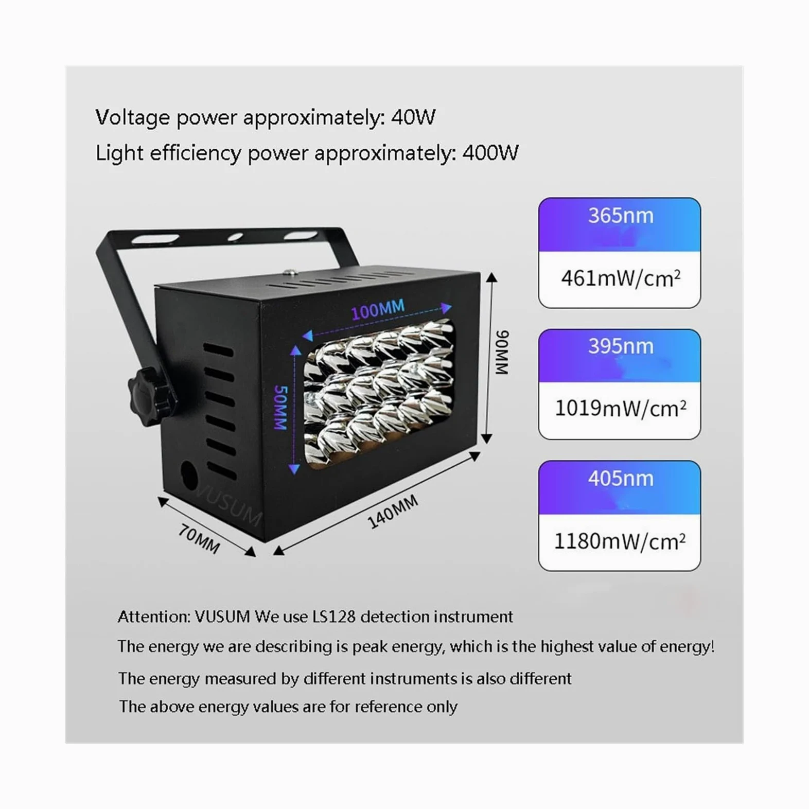 lámpara de curado UV, Foco Refrigerado Por Aire, Luz Púrpura, 365nm, 405nm, 395nm, Detección Fluorescente, Pegamento Sin Sombras, Lámpara De Curado UV Resina Aceite Verde(395nm,400W)