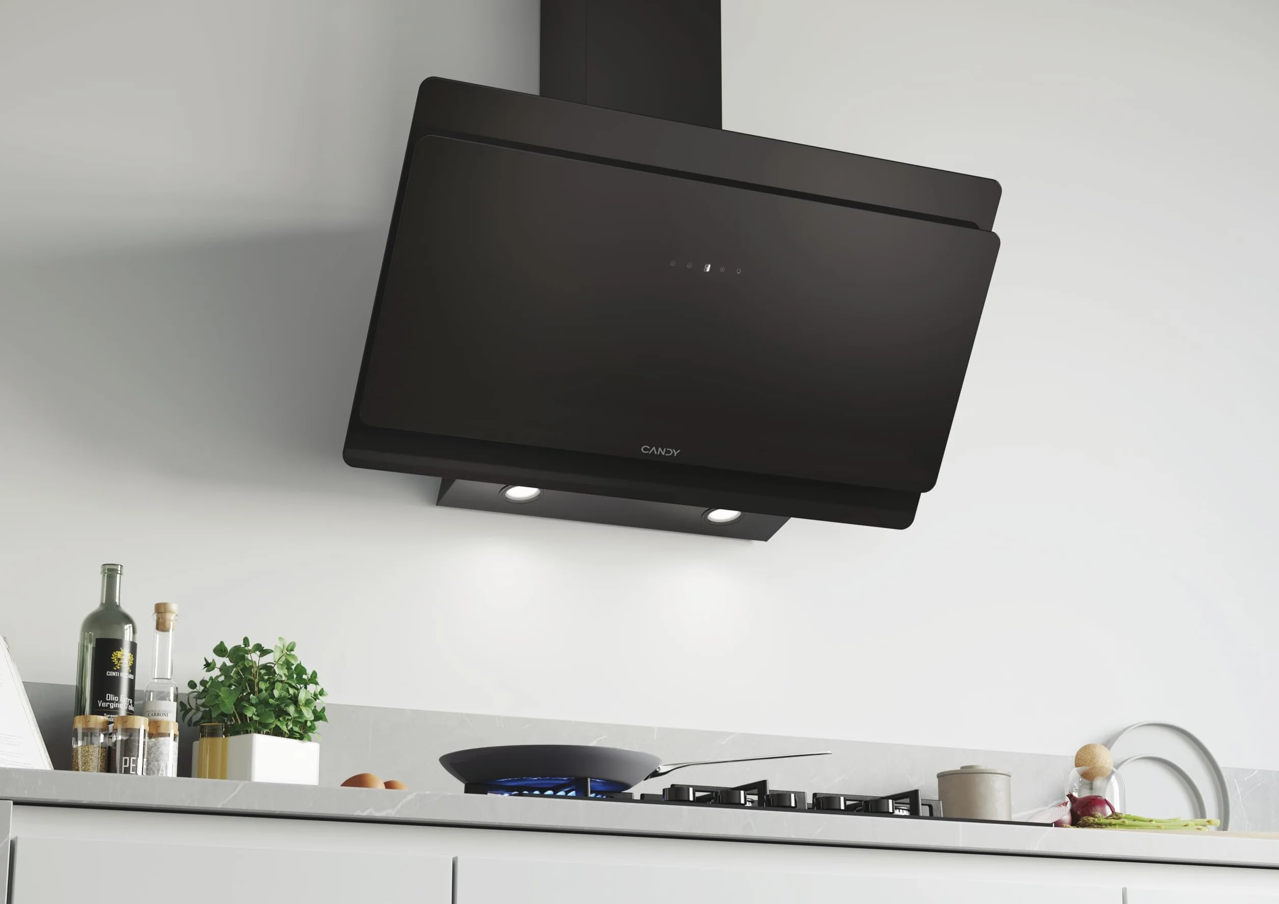 Candy CDG9CBP8B Campana Decorativa 90 cm 4 Niveles Potencia 611 m³/h Control Táctil Filtros Aluminio Antigrasas Carbono Incluidos LED Negro