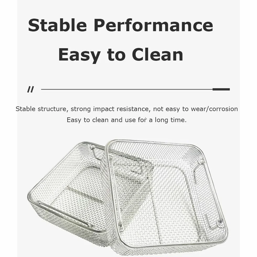 Cesta de Malla de esterilización médica, Bandeja de esterilización de cestas Perforadas de Malla, Instrumento de Acero Inoxidable 304, para Laboratorio hospitalario (Size : 45cm*34cm*7cm)