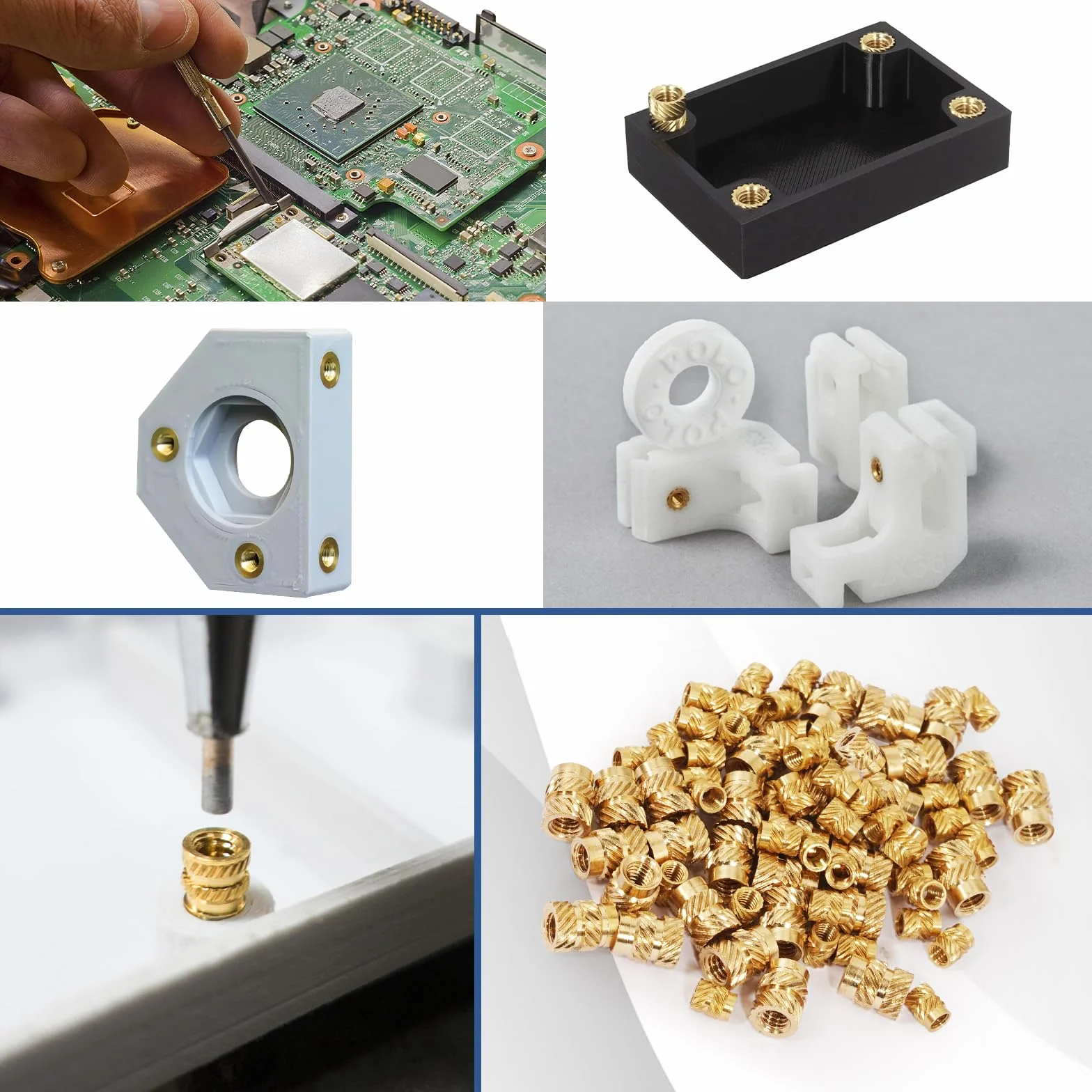 Inserto roscado M3, tuercas de apriete, latón, 120 unidades, M3 x 5 x 4 mm, para plásticos por calor o ultrasonido