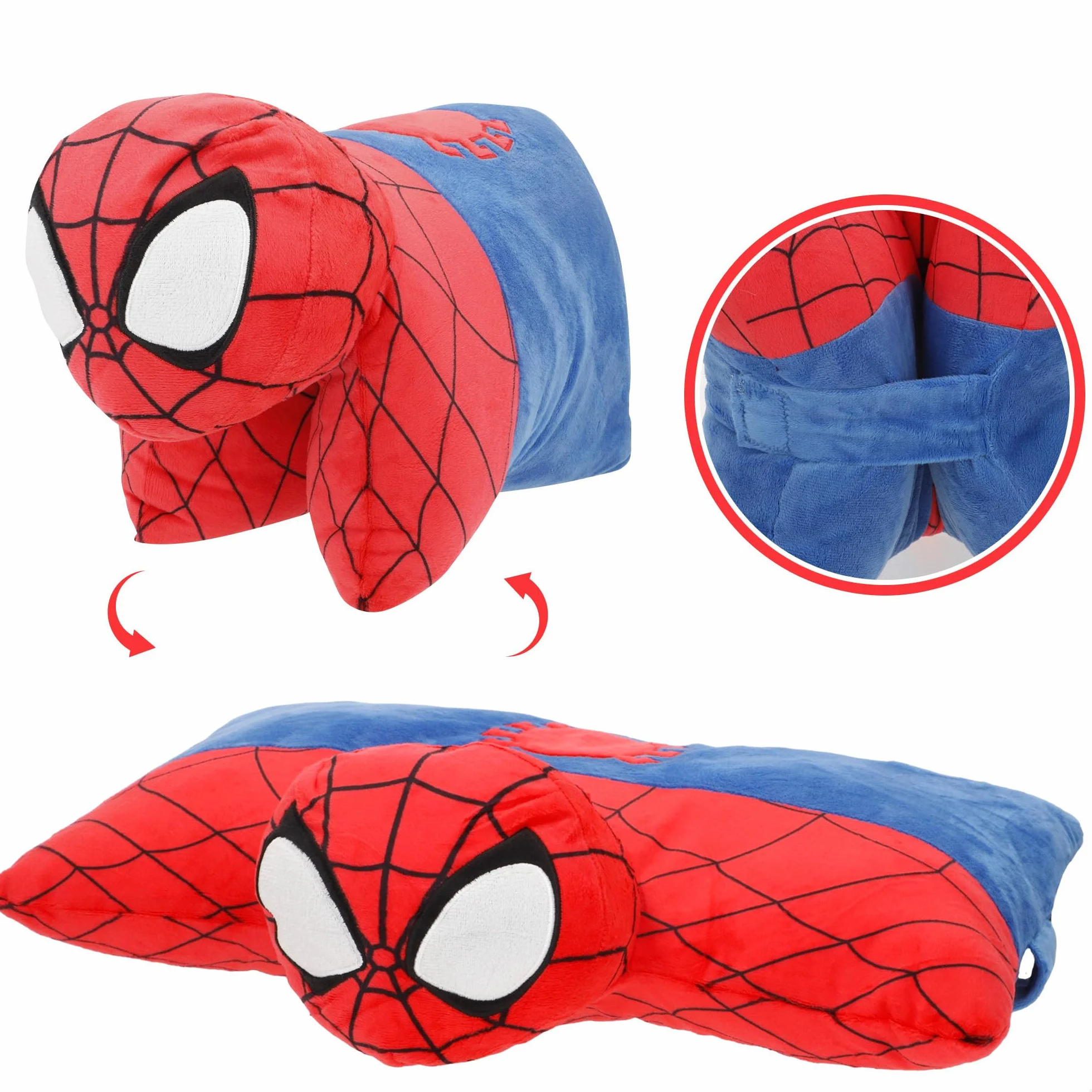 COLORBABY Spider-Man Cojín Infantil 45x28 cm Peluche Almohada 2 en 1 Azul Rojo Poliéster