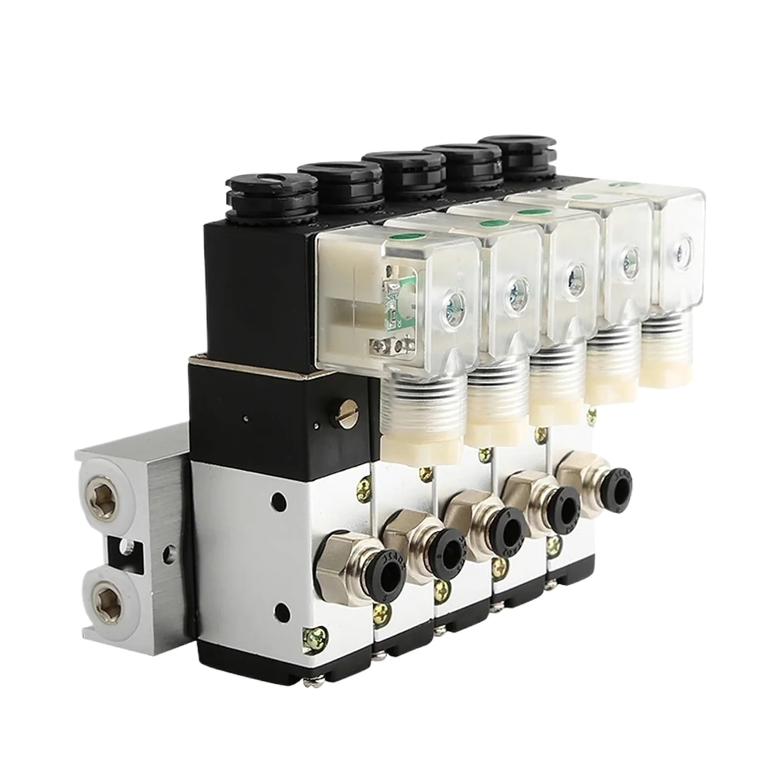 Bloque de electroválvula neumática 3V210-08, 220 V, 24 V, opción múltiple, con silenciador, base de montaje, colector, 2/3/4/5/6 filas, 3 puertos(2 Row 6mm fitting,AC220V)
