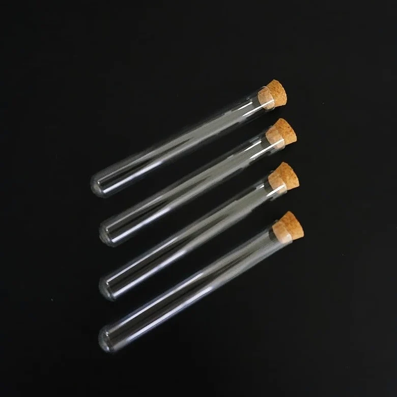 12 tubos de ensayo de vidrio transparente en forma de U con tapón de corcho, 75/100/150/180 mm for laboratorios y escuelas(12x100mm)