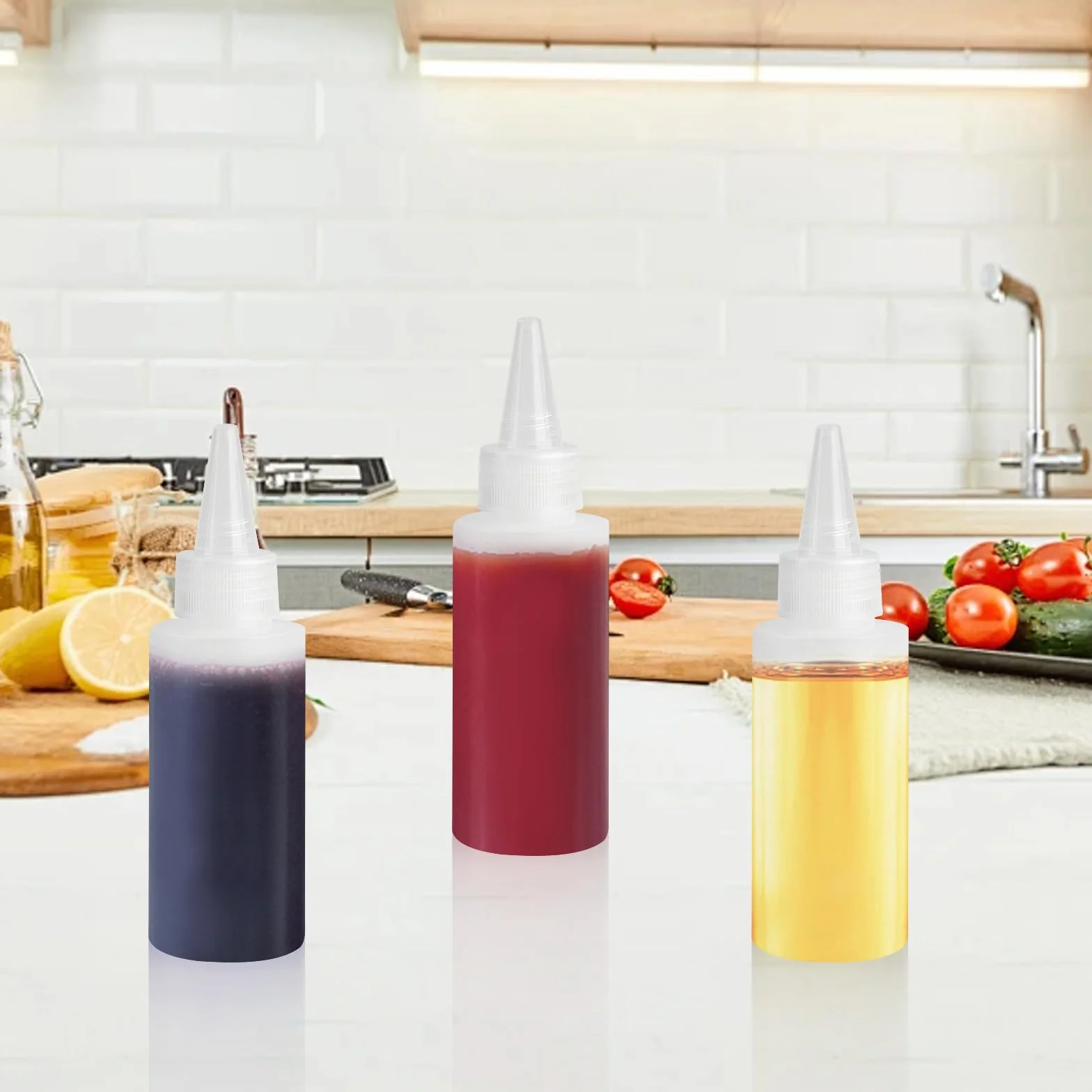 Botellas de Compresión Pequeñas 100ml 12 Pcs, Squeeze Bottles de Plástico para Salsa Aceite Estilo Esmerilado