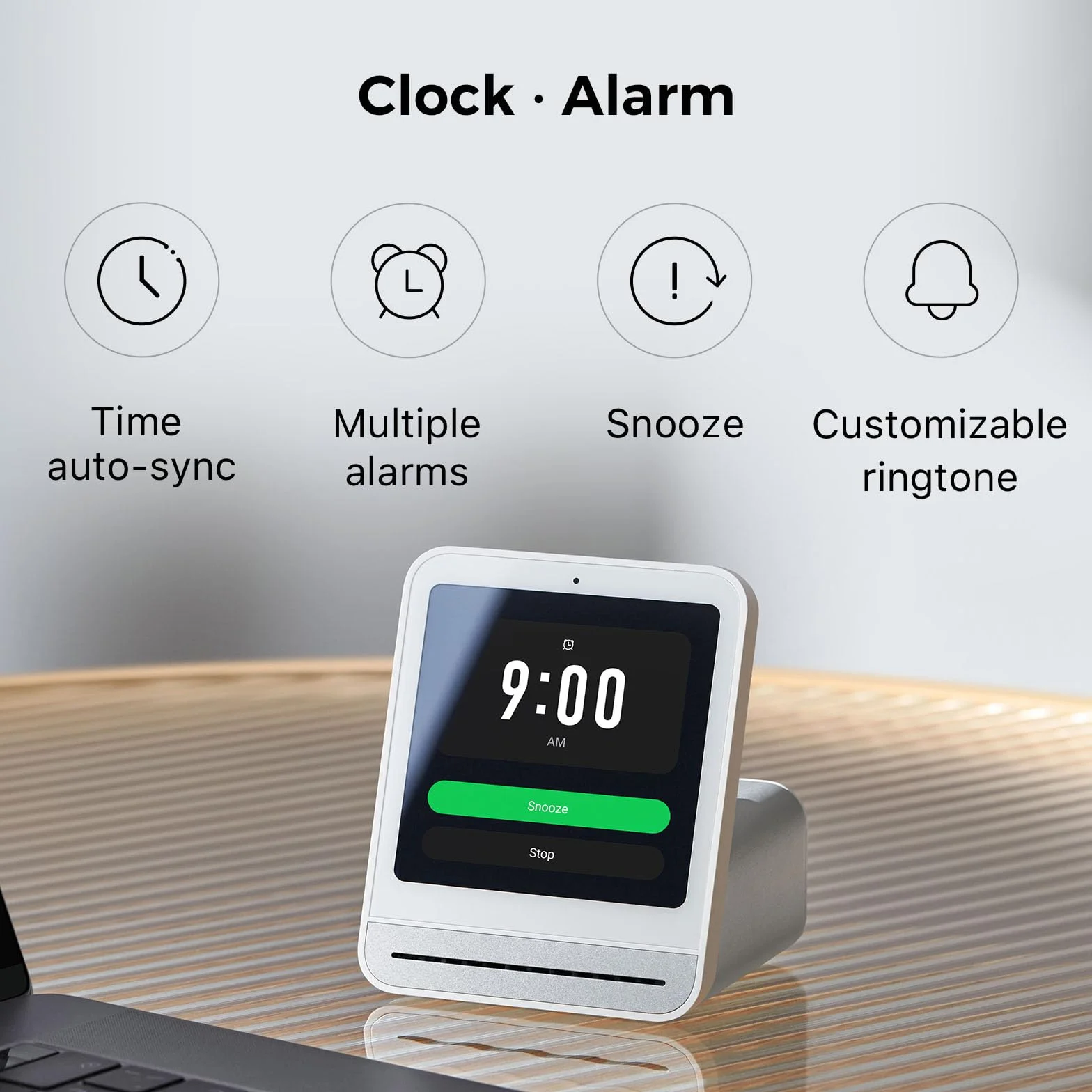 Qingping Air Quality Monitor Gen 2, Air Quality Monitor Indoor Detects PM2.5, CO2, PM10, Noise, Temperature and Humidity, New Upgraded Alarm Clock Function, Air Quality Tester for Bedroom (Black)