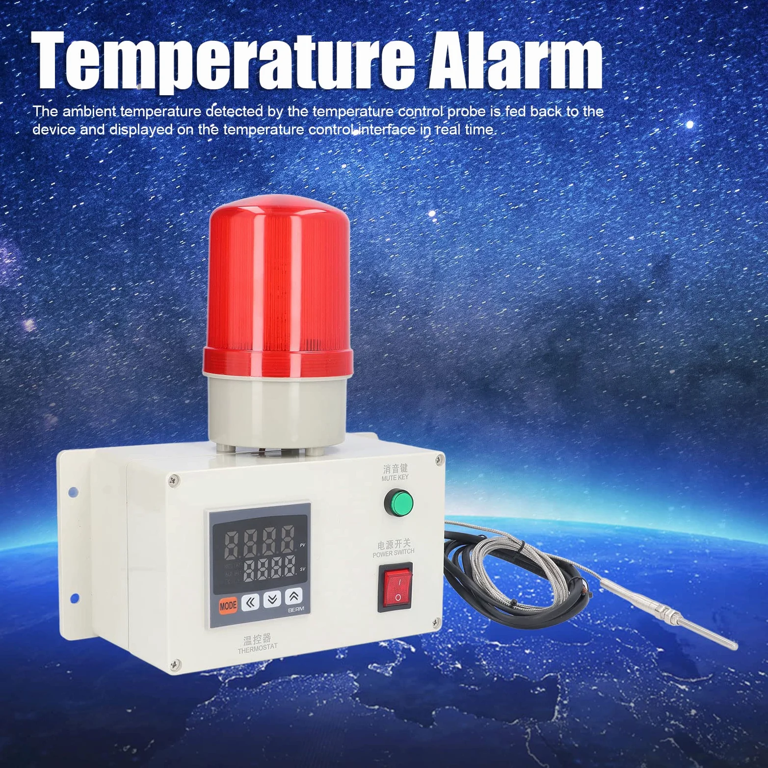 Generic Dispositivo de Control de Alarma de Temperatura con Función de Sonido Intermitente para Uso Doméstico y de Oficina en CA 220 V