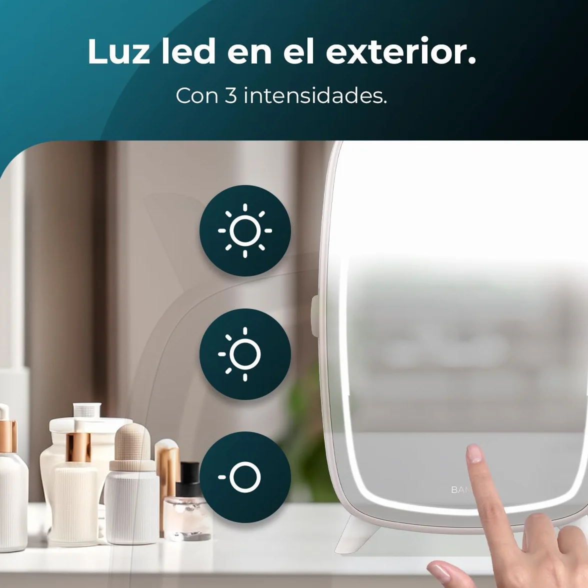 Cecotec Bamba CoolingBeauty 6000 Mirror Rose Mini Frigorífico 6L Nevera Pequeña Cosméticos Puerta Espejo LED