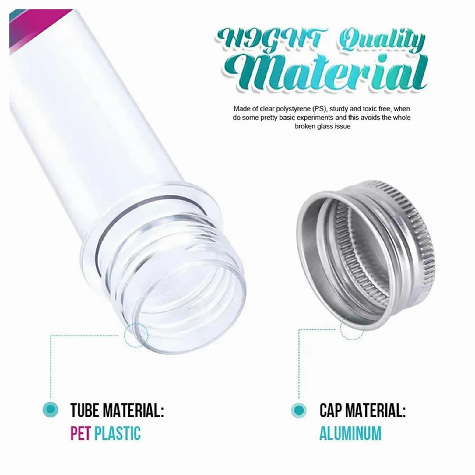 MENGKE 50 tubos de ensayo de plástico transparente con tapas, 40 ml, for experimentos científicos, fiestas, decoración del hogar y almacenamiento de dulces.