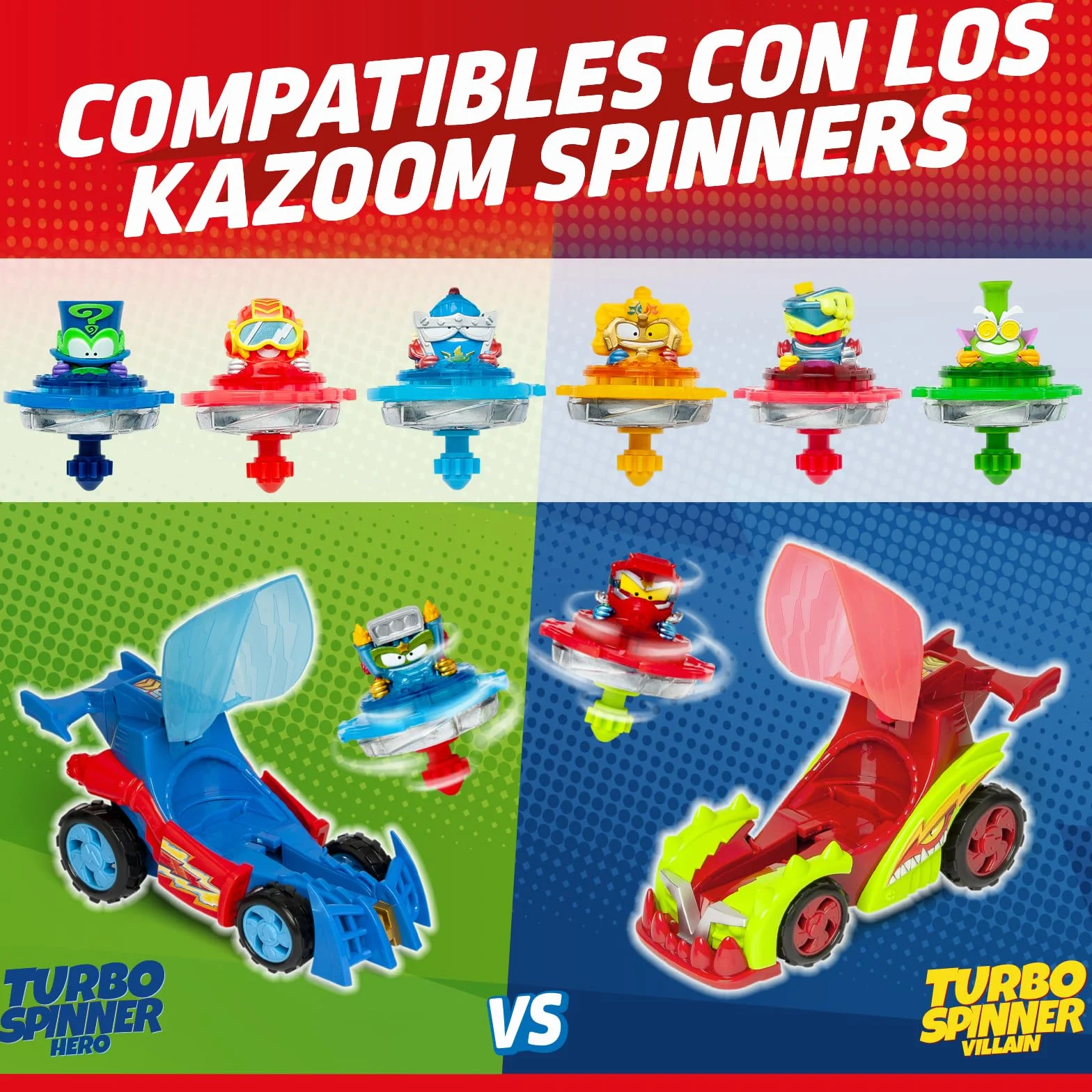 SUPERTHINGS KAZOOM Power Turbo Spinner Villano Vehículo Lanzador de Peonza