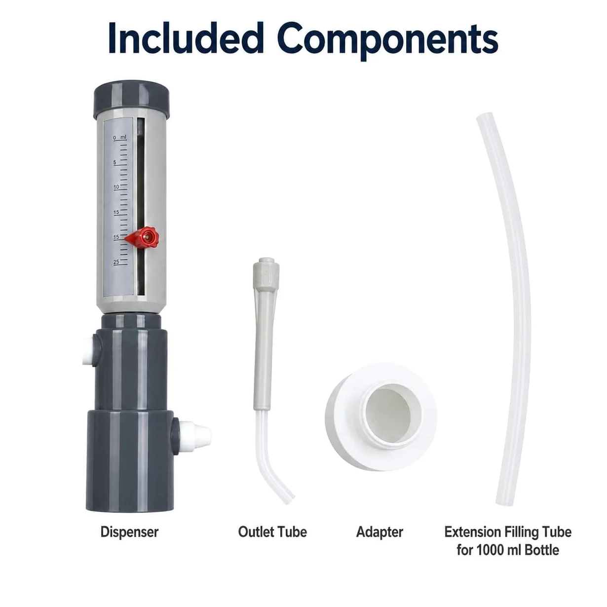 Dispensador de botella resistente a los químicos, volumen ajustable para ácidos, bases y reactivos de laboratorio, perfecto para uso en laboratorio