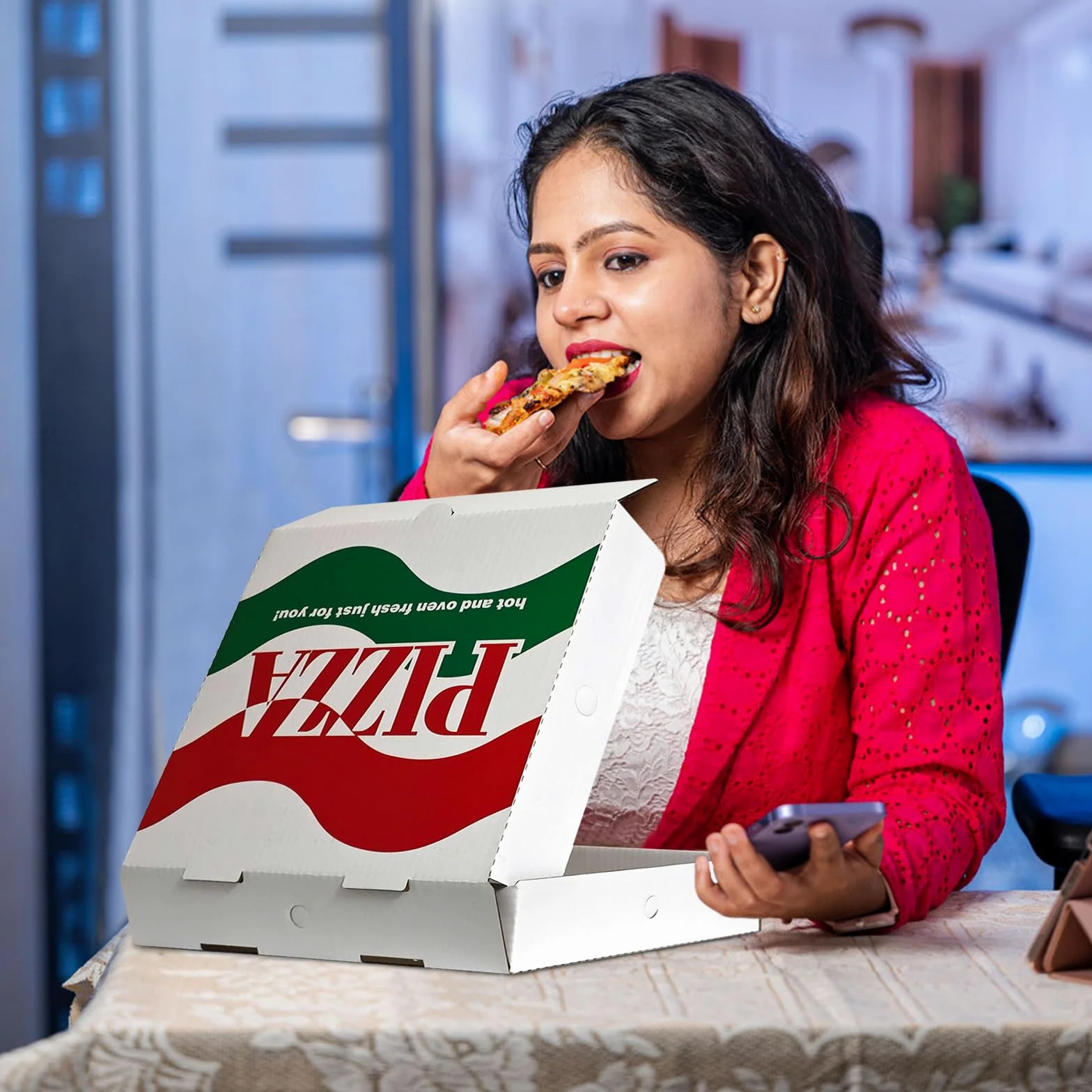 15 cajas de pizza corrugadas de papel kraft blanco de 8.4 x 8.4 x 1.7 pulgadas, cajas de almacenamiento ventiladas para llevar, adecuadas para cajas de pizza personales