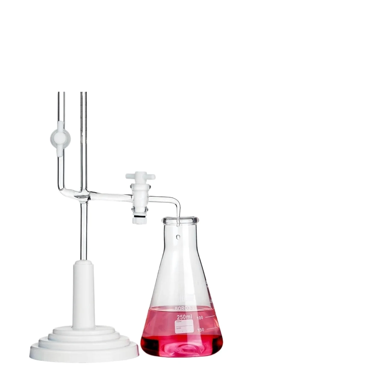Set de Micro-Bureta Clase A - Vidrio Borosilicato, Llave PTFE, Titulación de Alta Precisión con Soporte(1ml Glass piston-With base)