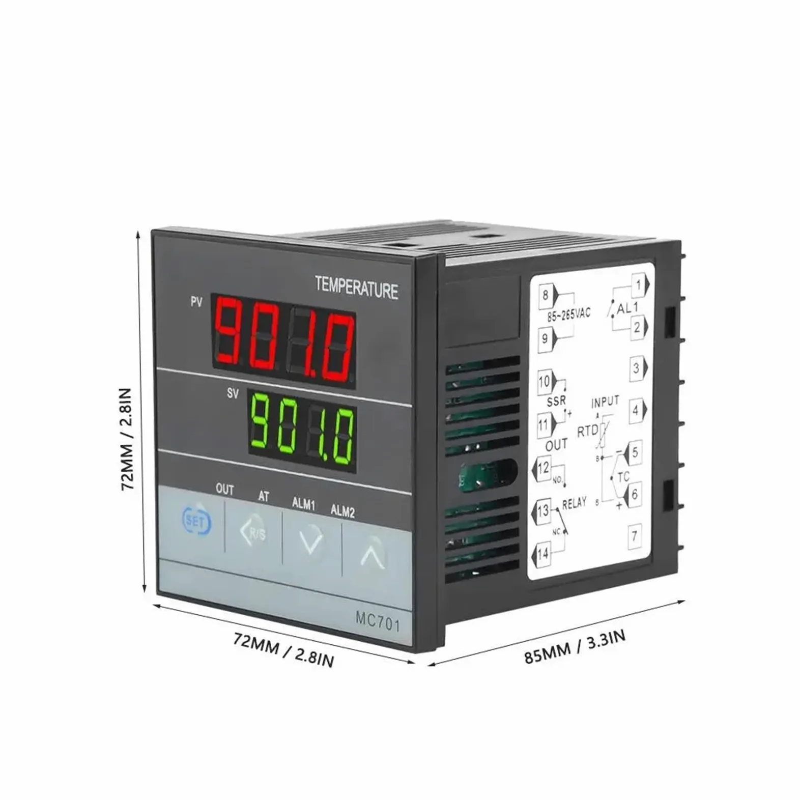 Controlador de temperatura PID digital MC701, termopar K, entrada PT100, relé, salida SSR, instrumento termorregulador.