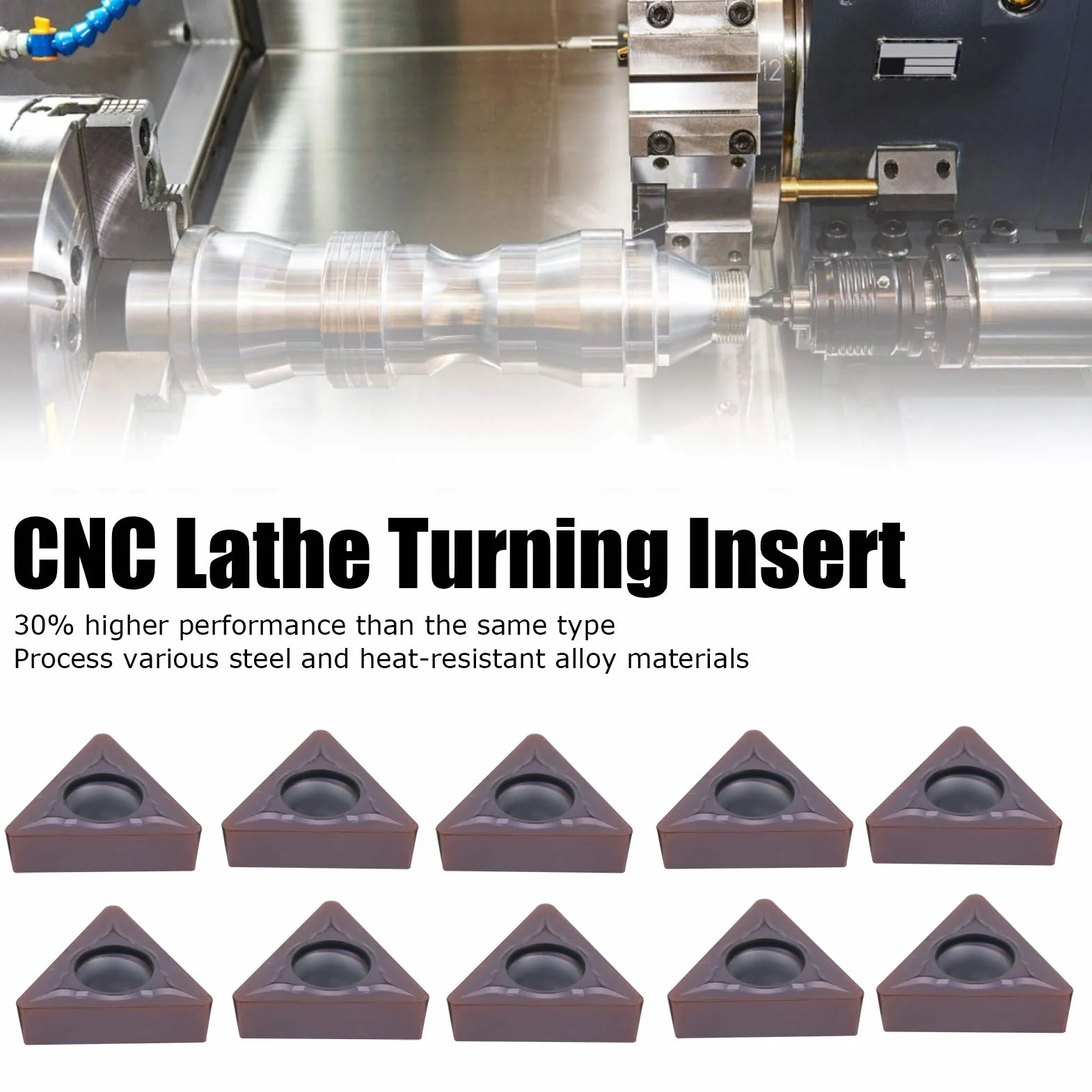 FTVOGUE TCMT16T308 LF6018 Kit de Herramientas de Cuchilla de Torno CNC, Inserto de Carburo Cementado con Rendimiento Superior para Corte de Metal, Suministros Industriales de 10 Piezas, de