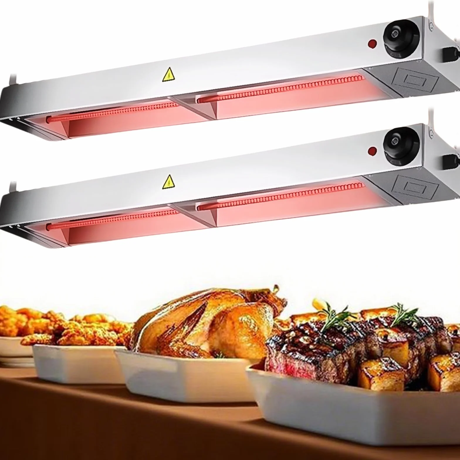 Lampara de Calor Cocina Acero Inoxidable Colgante Temperatura Ajustable 60cm 2 Piezas