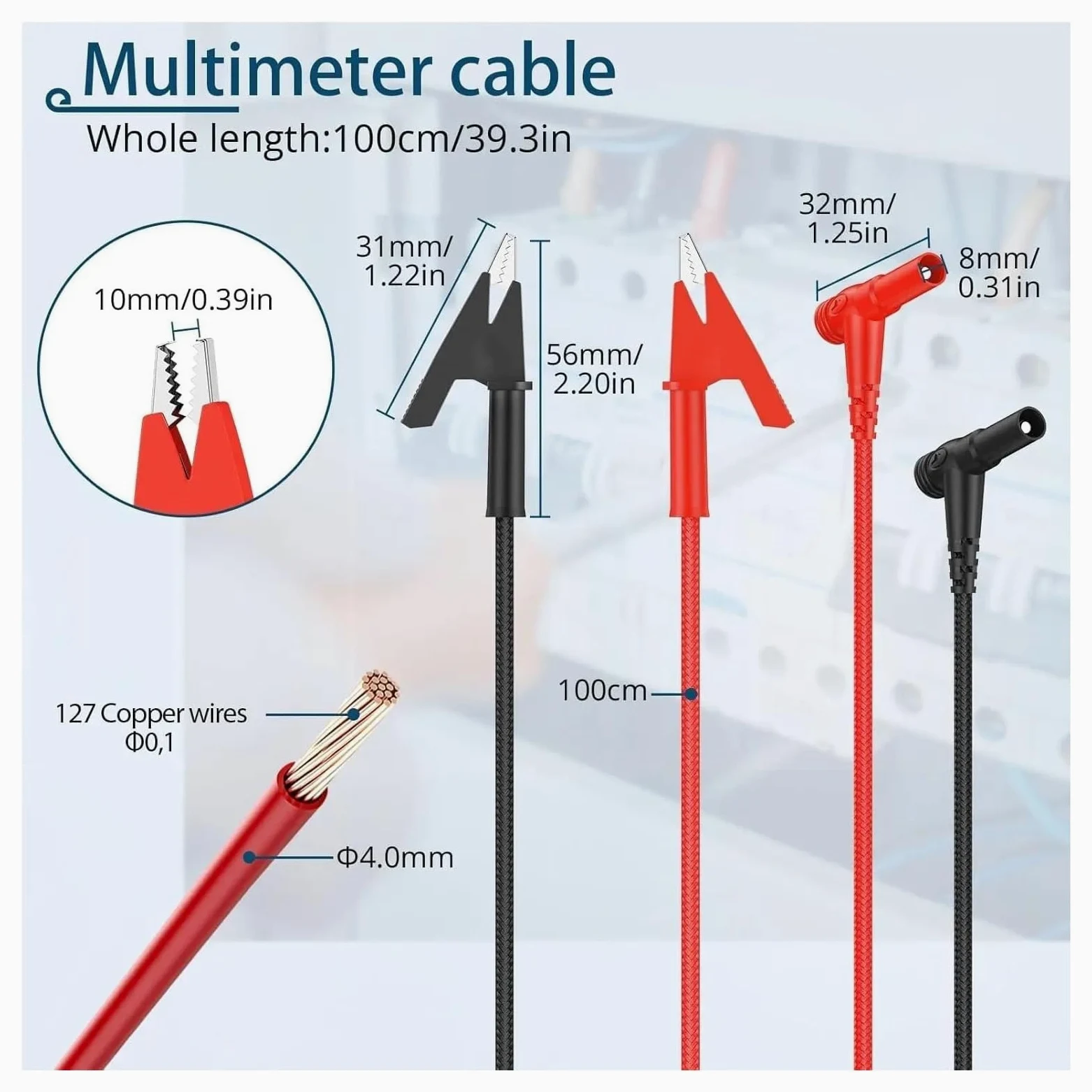 1M 15A Banana Plug to Crocodile Clip Test Lead for Multímetro