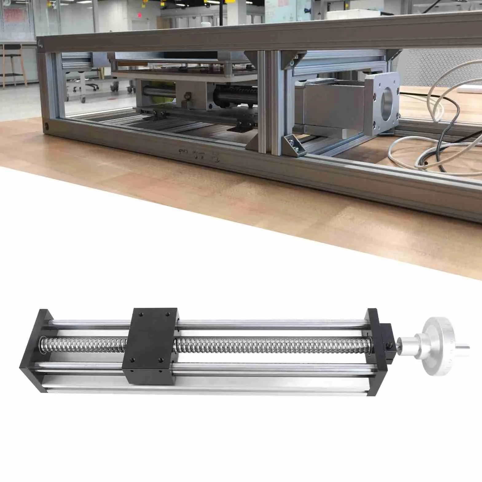 Mesa Deslizante de Riel Guía Lineal, Etapa Lineal de Carrera de 300 Mm, Etapa de Tornillo de Bola con Volante para Motor NEMA23