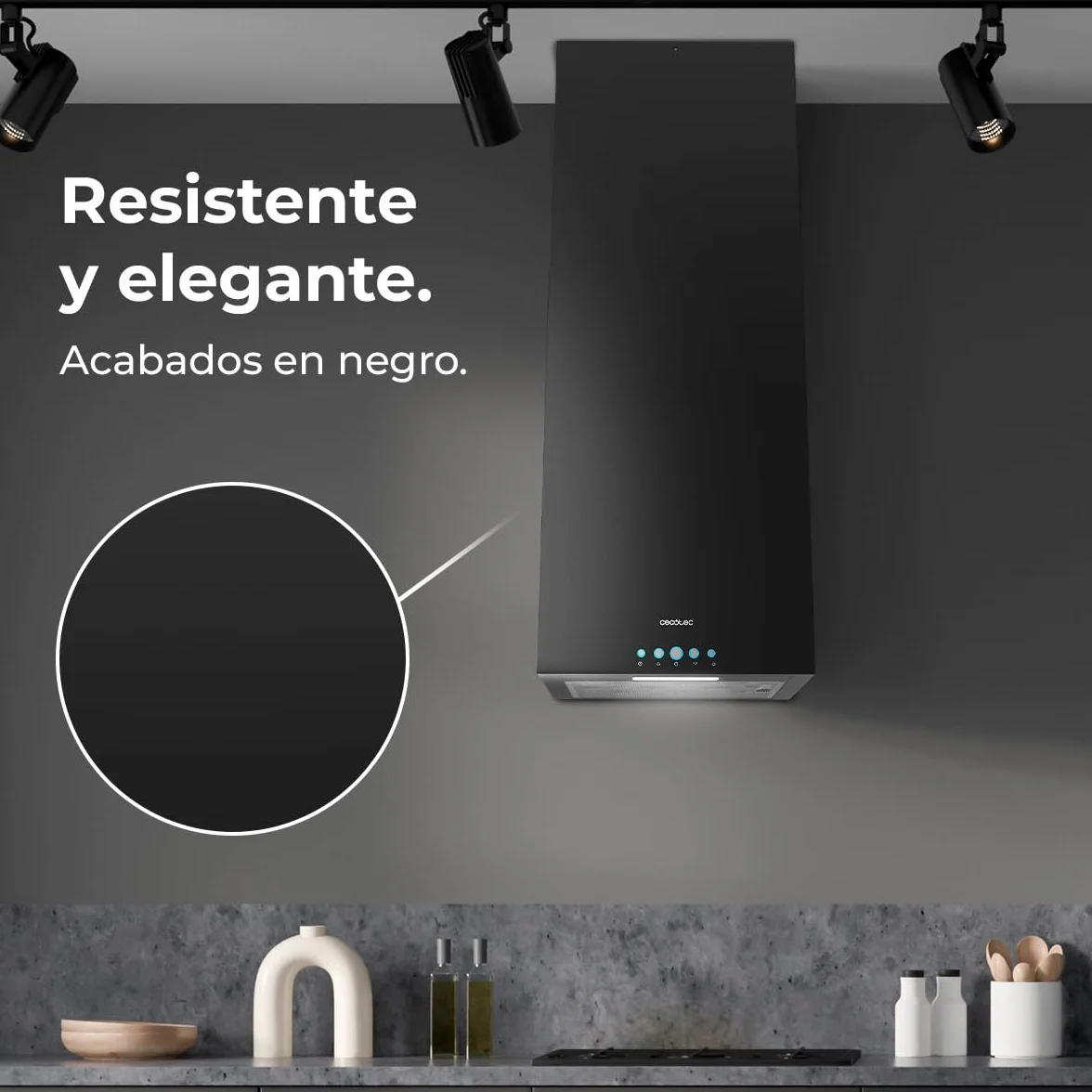 Cecotec Campana Extractora 38cm Isla Cuadrada Bolero Flux Ict 388000 Black A++ Negro 800m3/h 210W