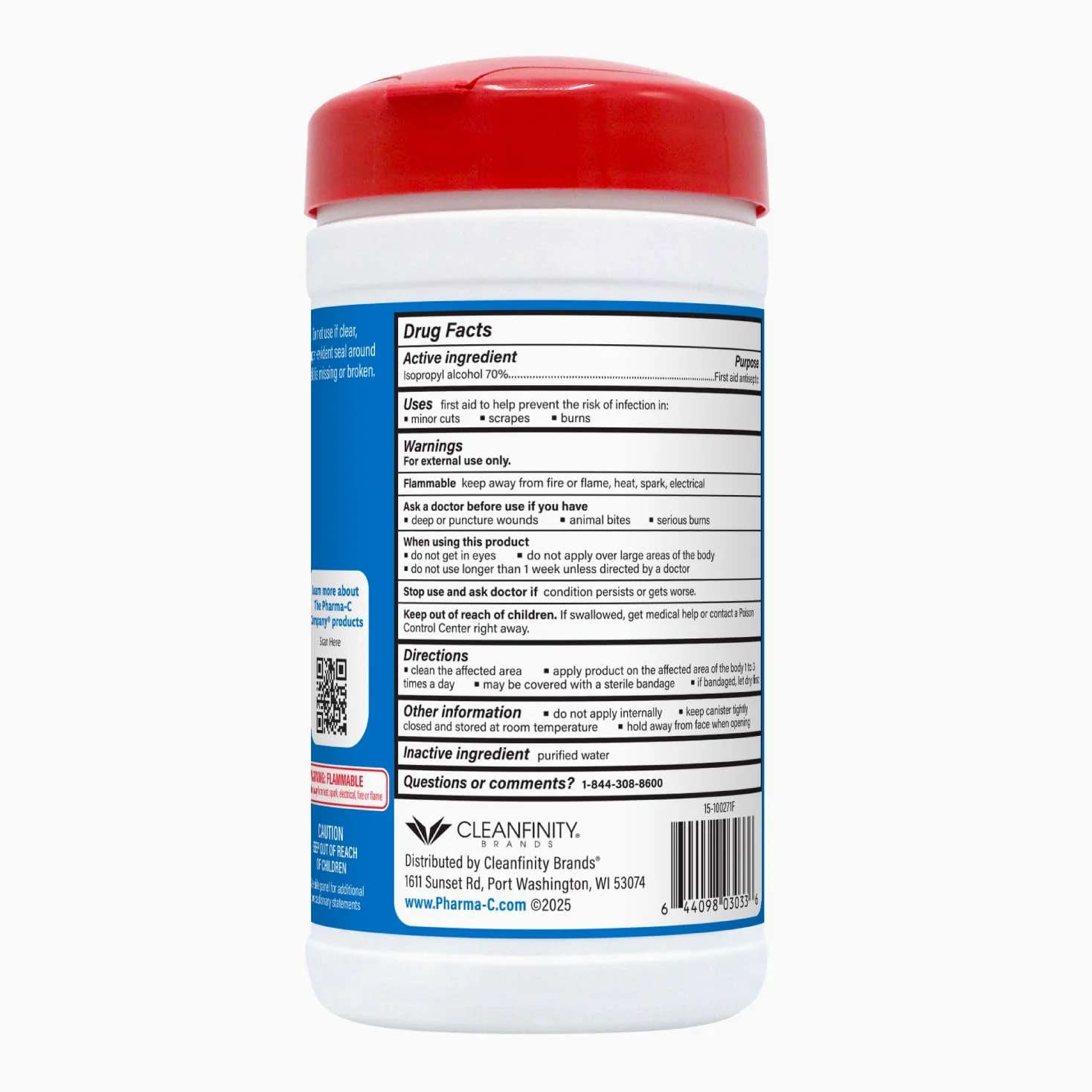 Pharma-C-Wipes 70% Toallitas de alcohol isopropílico, 40 ct (6 cajas de 7 cada una)