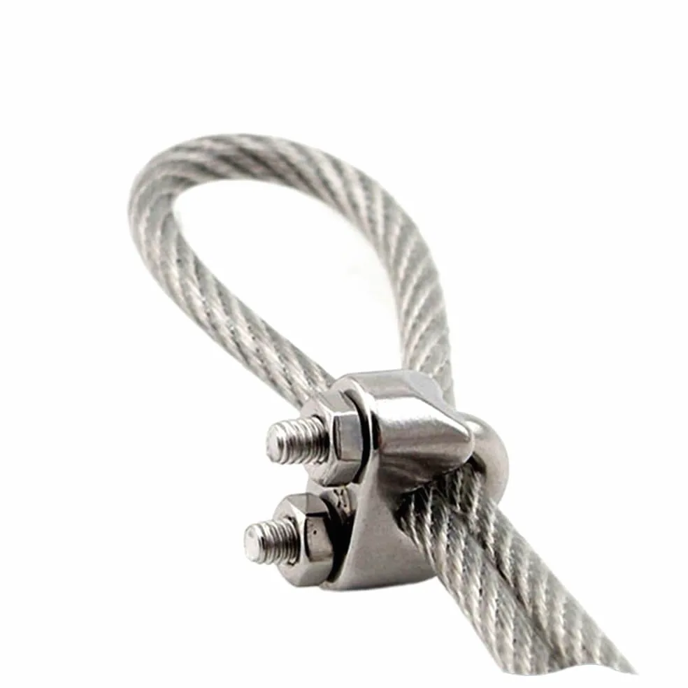 Abrazaderas De Cuerda De Cable Clip de cable acero inoxidable, apretones cuerda alambre(M3-50 Pcs -ss316)