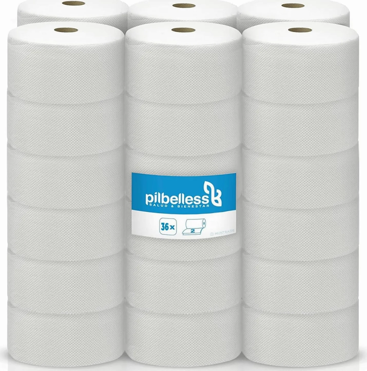 Papel Higiénico Industrial Doble Capa | Pack de 36 Uds. 100m/Rollo Papel higienico desechable y biodegadable.