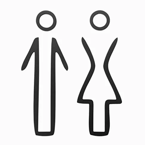 Letrero de baño, chapado en metal, moderno, for puertas de baño, for hombres y mujeres.(Black)