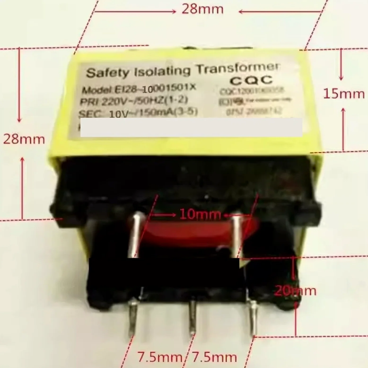 1 Uds transformador de aislamiento EI28-10001501X 220V/10V/150mA