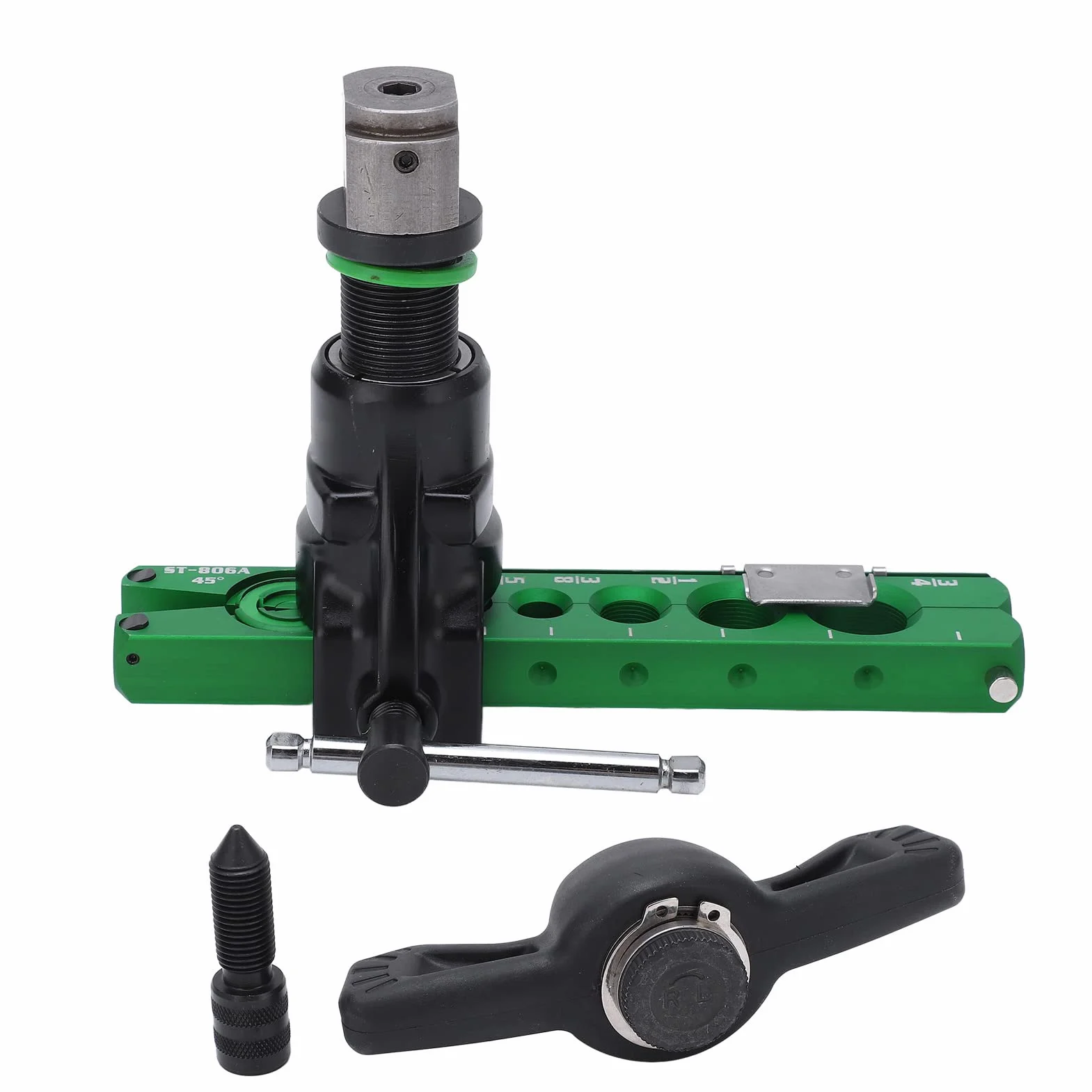 Expansor de Cono Excéntrico Universal 45 Grados 2 en 1 Herramienta de Abocardado de Tuberías de Trinquete con Función de Taladro Manual para Tuberías de Aluminio de Cobre 1/4 Pulg. 5/16 Pulg. 3/8 Pulg