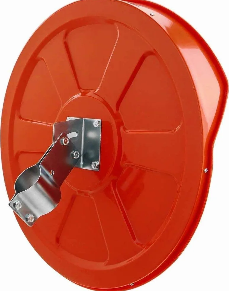Espejo Convexo de Salida de Parking - Fácil Instalación - Para Aumentar la Visibilidad - Incluye Anclajes Universales - Distancia de Visibilidad de 8 m - Color Naranja - 80 cm de Diámetro - Dicoal