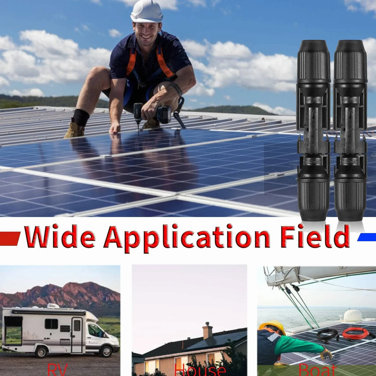 Conectores solares IP67, 6 pares macho/hembra, conector de panel solar con 2 llaves de cable