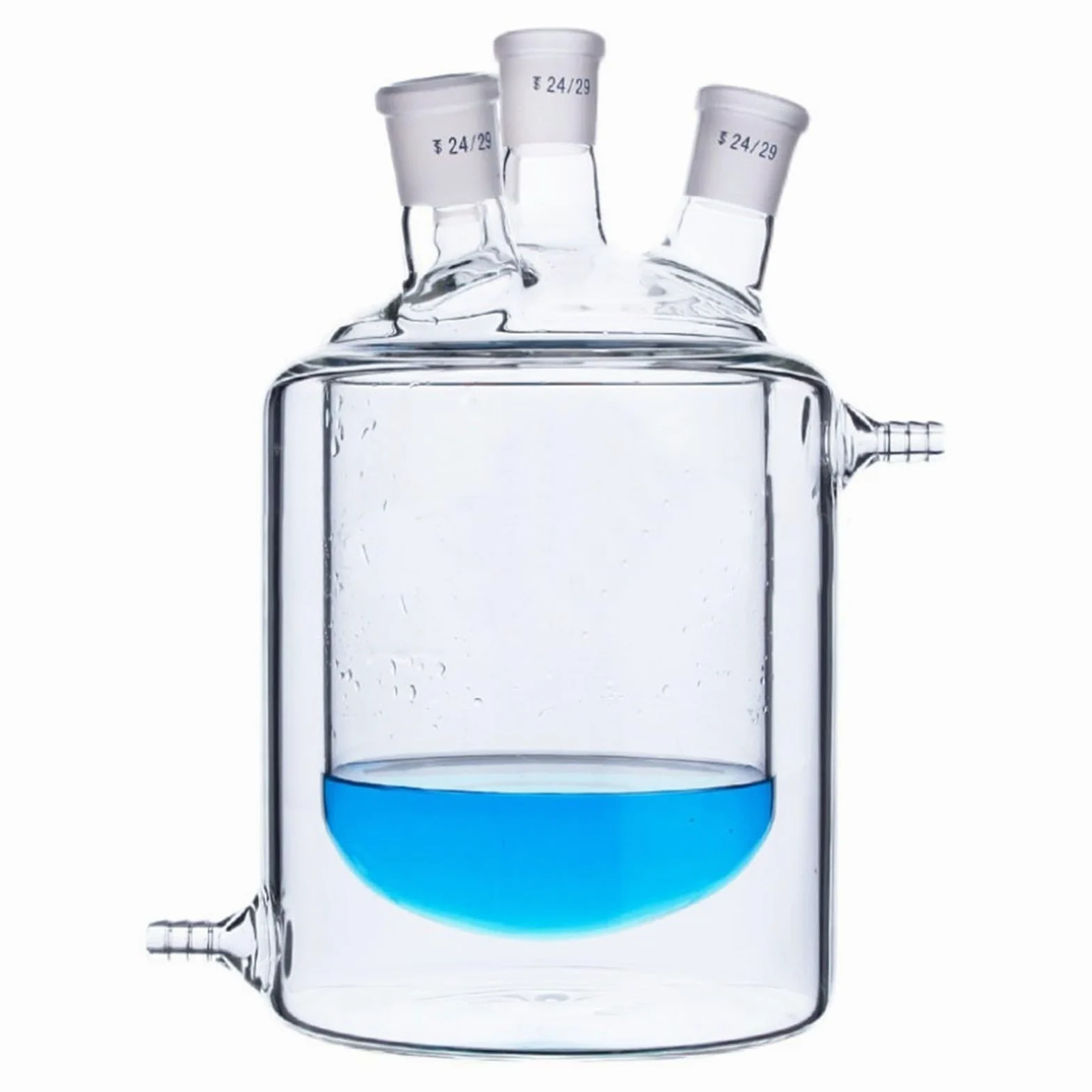Frasco de reacción con camisa de vidrio de cuatro bocas de fondo, matraz de Reactor de laboratorio de doble capa for laboratorio(250mL 24x24x24x24)