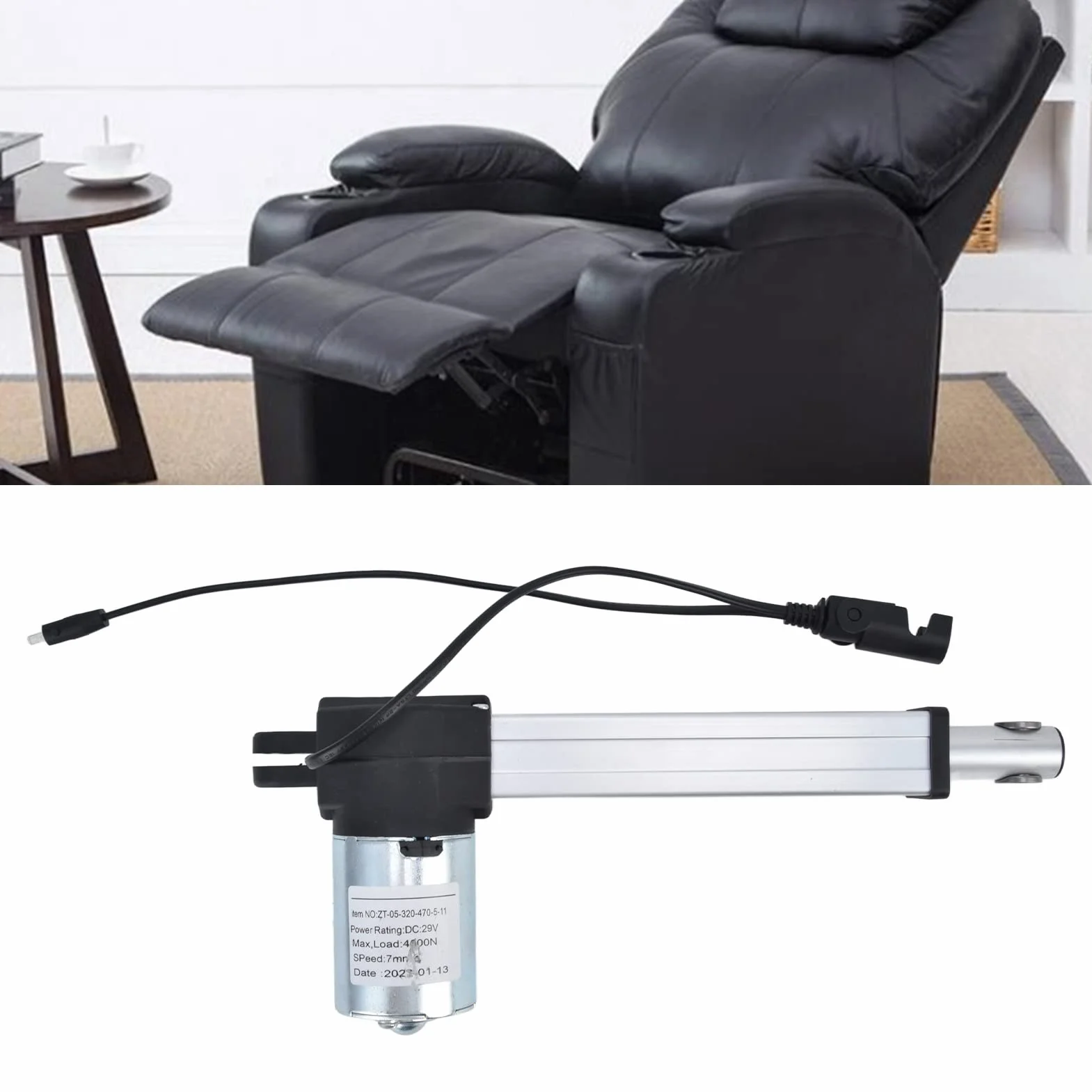 Mini actuador lineal 29 V CC, 7 mm/s para equipos de elevación