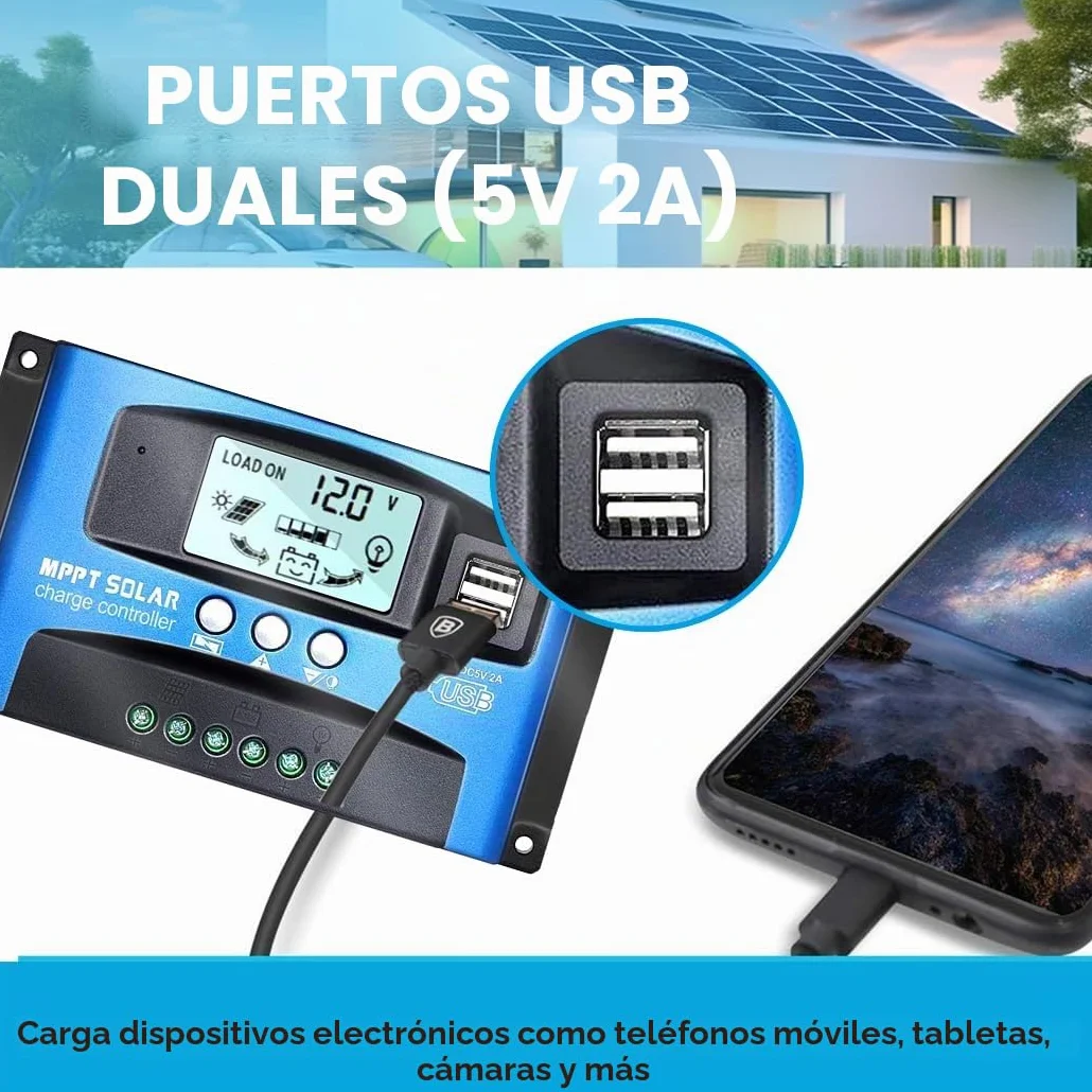 Y&H 100A MPPT Solar Charge Controller 12V 24V LCD Dual USB Regulador Inteligente
