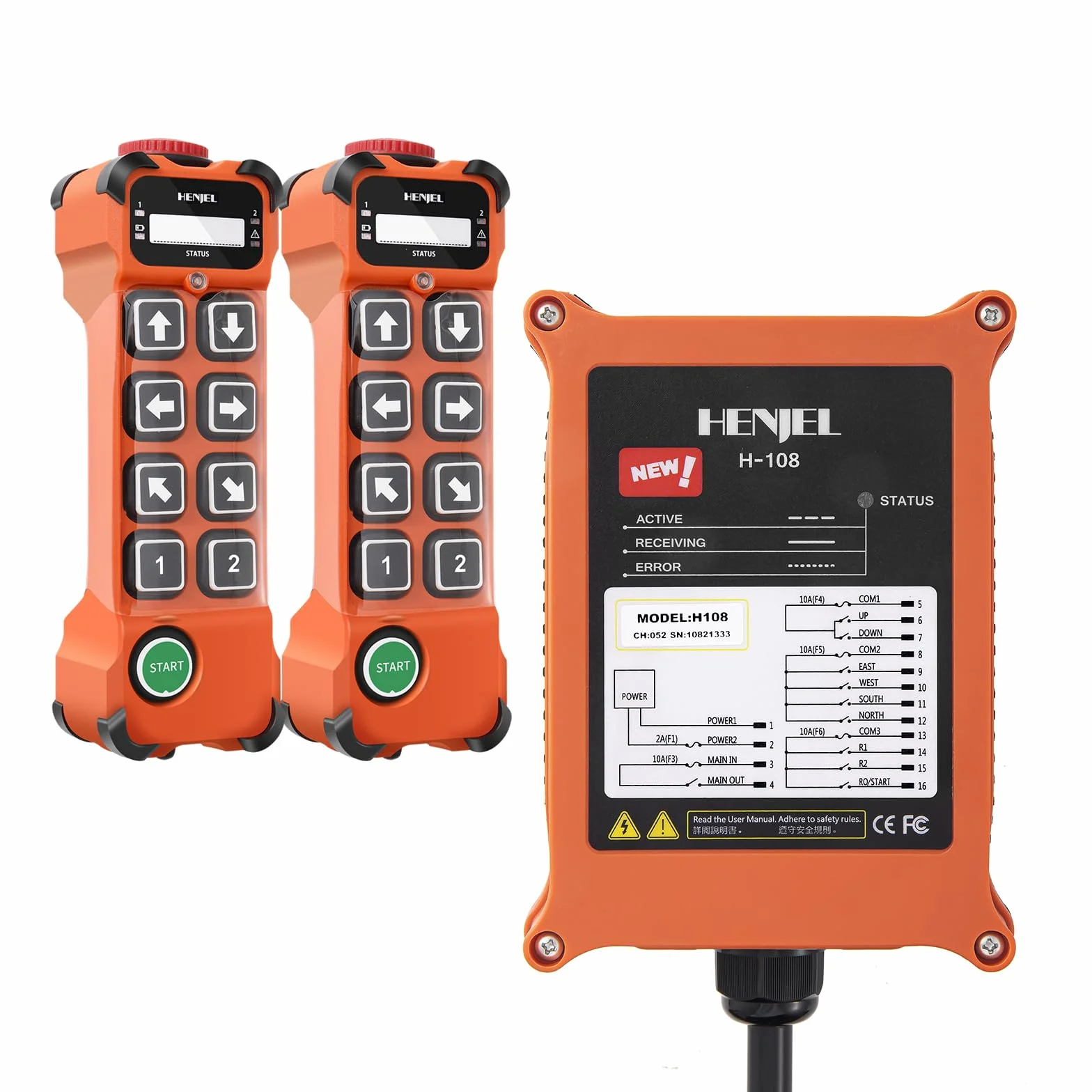 8 canales 12V 24V 48V grúa industrial inalámbrica de radio de control remoto para polipasto eléctrico de cadena puente grúa viajera volquete remolque de camiones 2 Transmisores y receptor