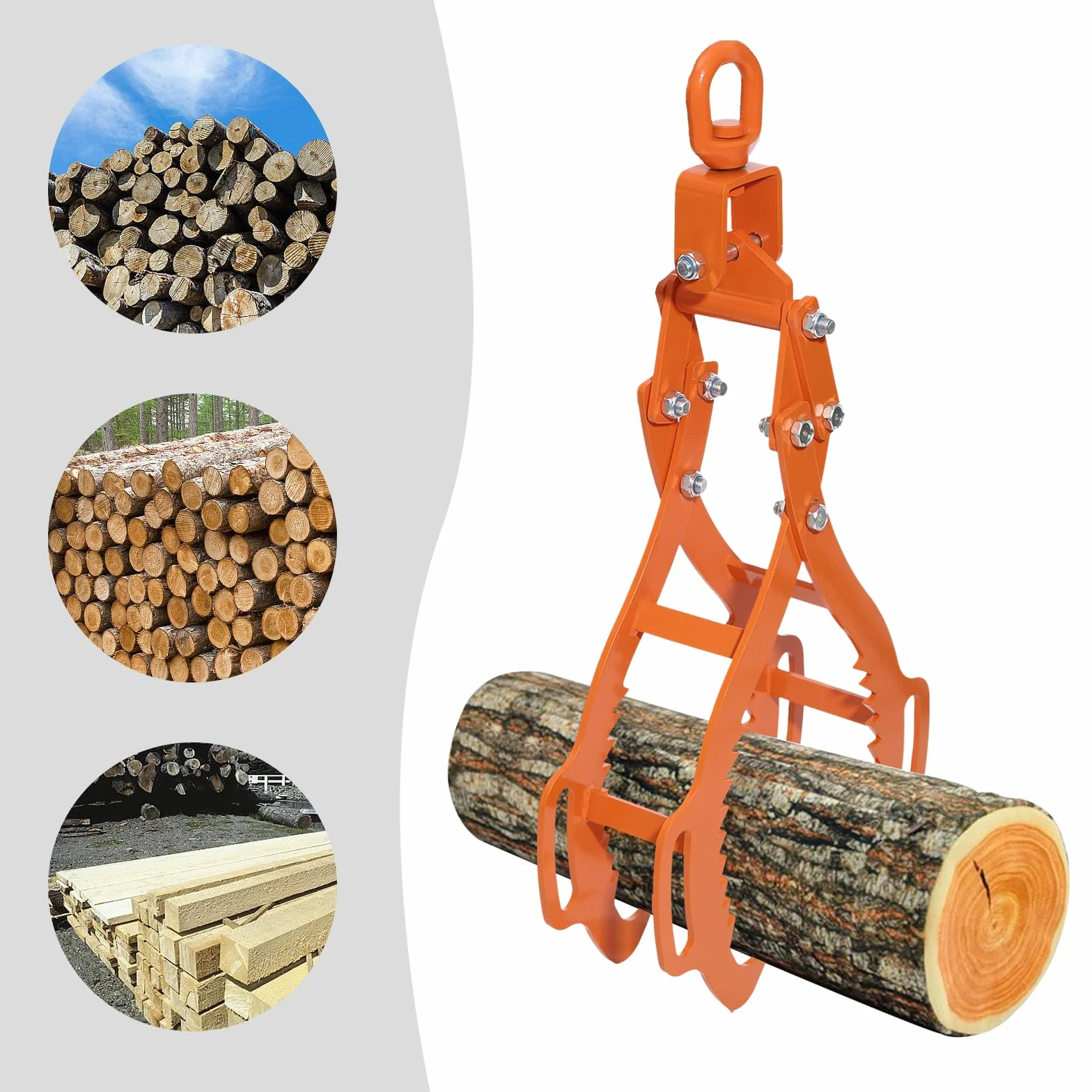 Alicates forestales para troncos de árboles, pinzas de madera de hasta 710 mm, pinzas para madera de acero, capacidad de carga de 1202 kg, alicates de arrastre con 4 mandriles para levantar