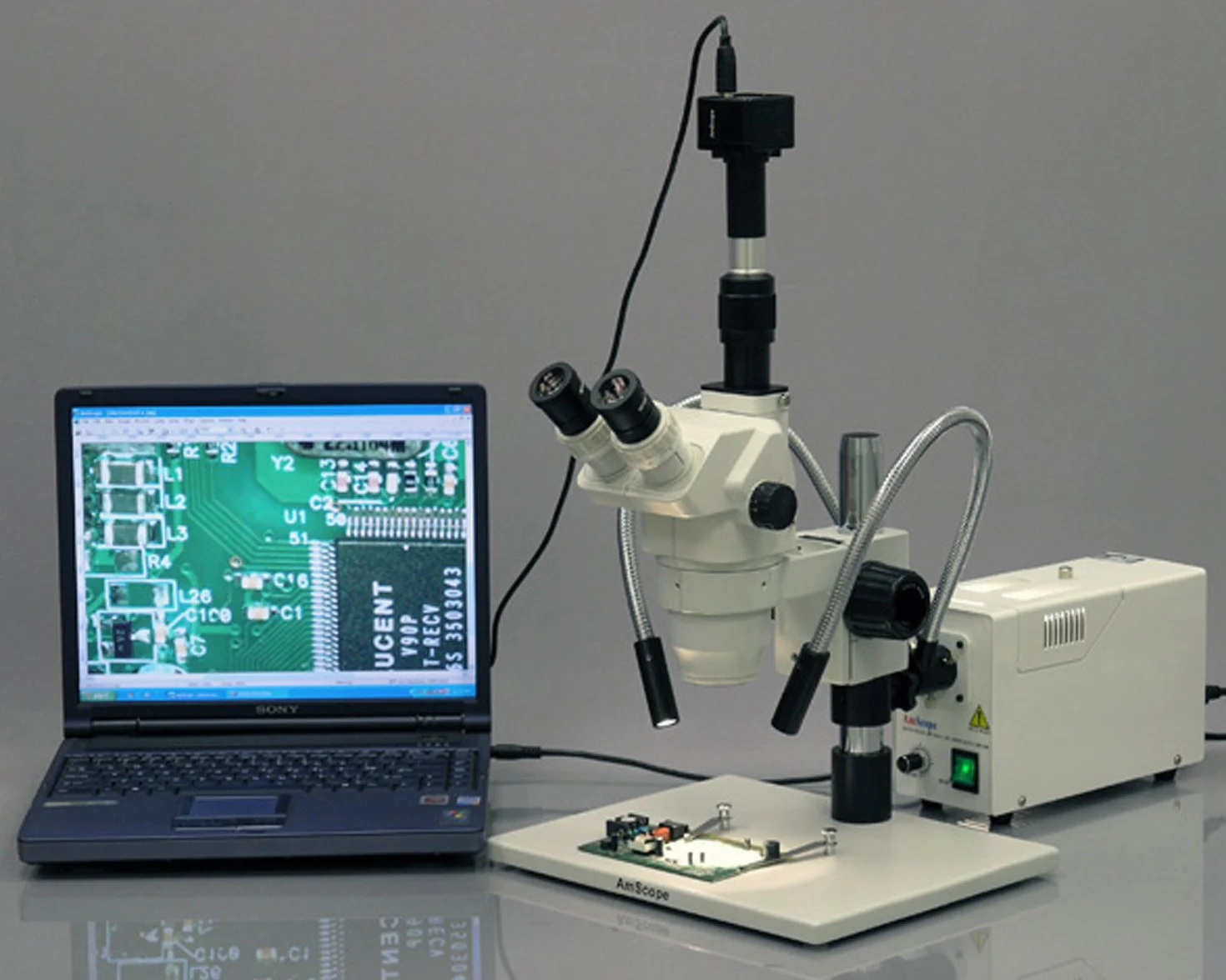 Dual AmScope HL250-AY 150W de Fibra -ptica de Cuello de Cisne Microscopio Iluminador