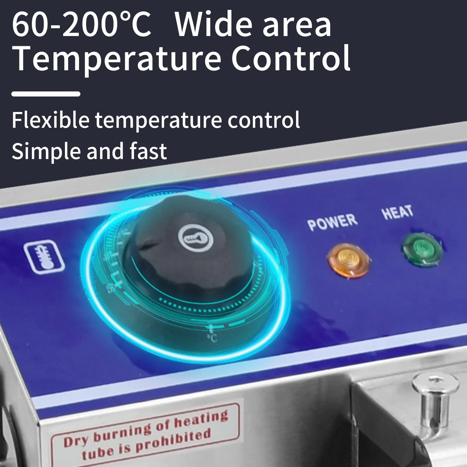 Freidora Eléctrica 20L Comercial 2 Tanques 10L+10L Acero Inoxidable 2x3000W 220V-240V Termostato 60-200 ° C Capacidad de Aceite Máxima 6L+6L