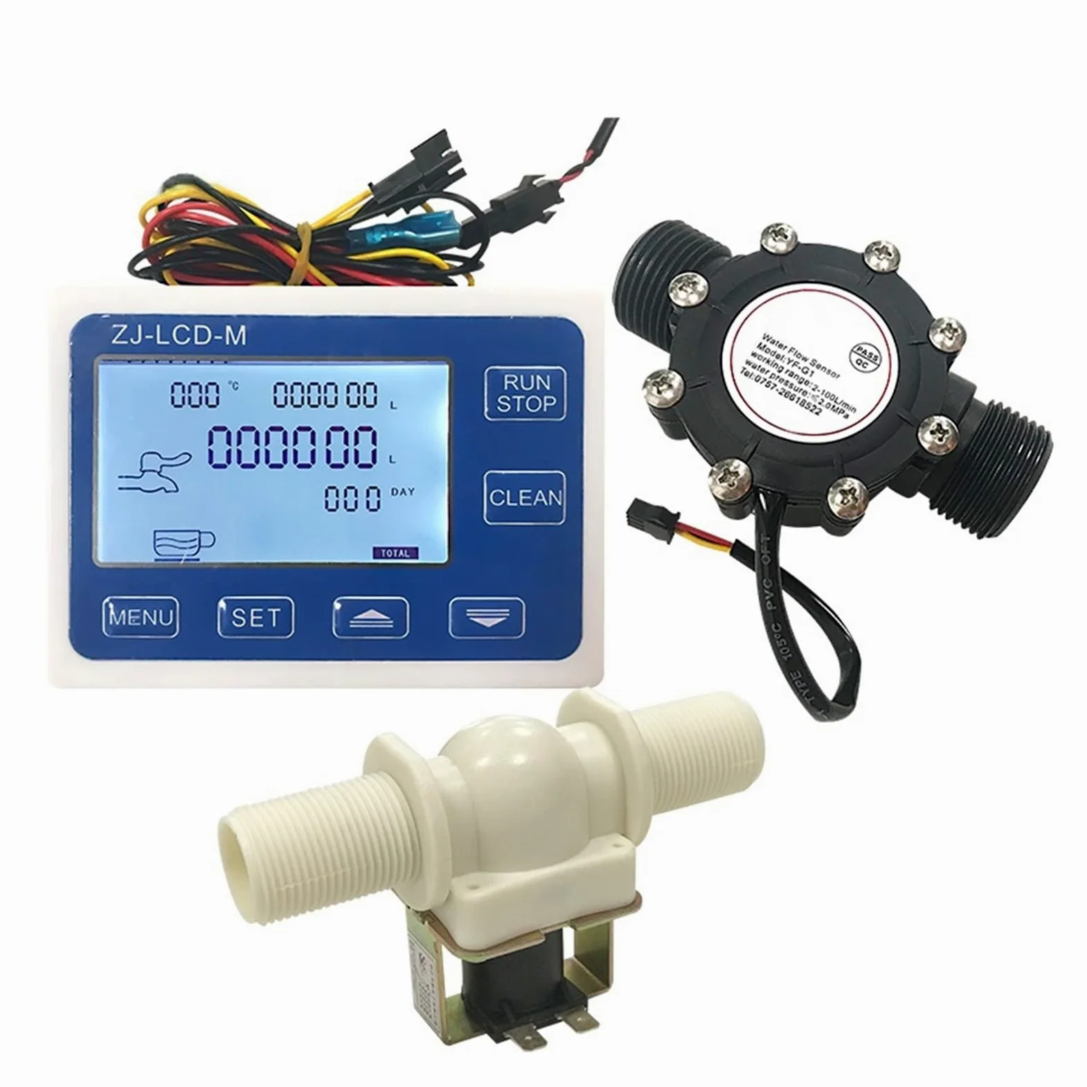 Medidor de Flujo de Agua Controlador cuantitativo de Flujo con Pantalla Digital DN25, Sensor de Flujo de Agua de 1 ", Uso de válvula solenoide for controlar y Mostrar el Flujo de líquido