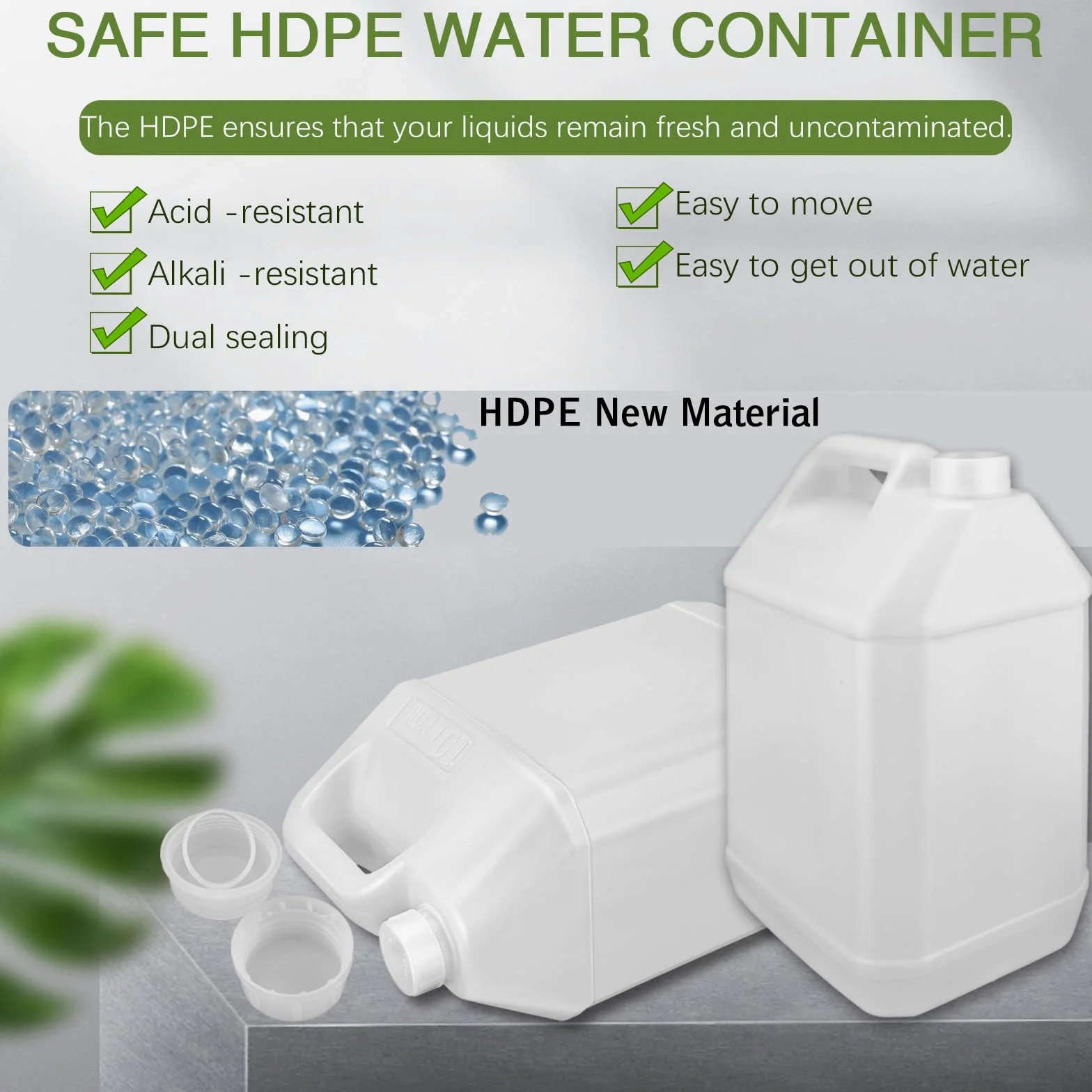 Jarra de agua de 2.5 galones, jarra de plástico estilo F, contenedores de almacenamiento de agua, contenedores de HDPE con tapa a prueba de fugas (paquete de 4)