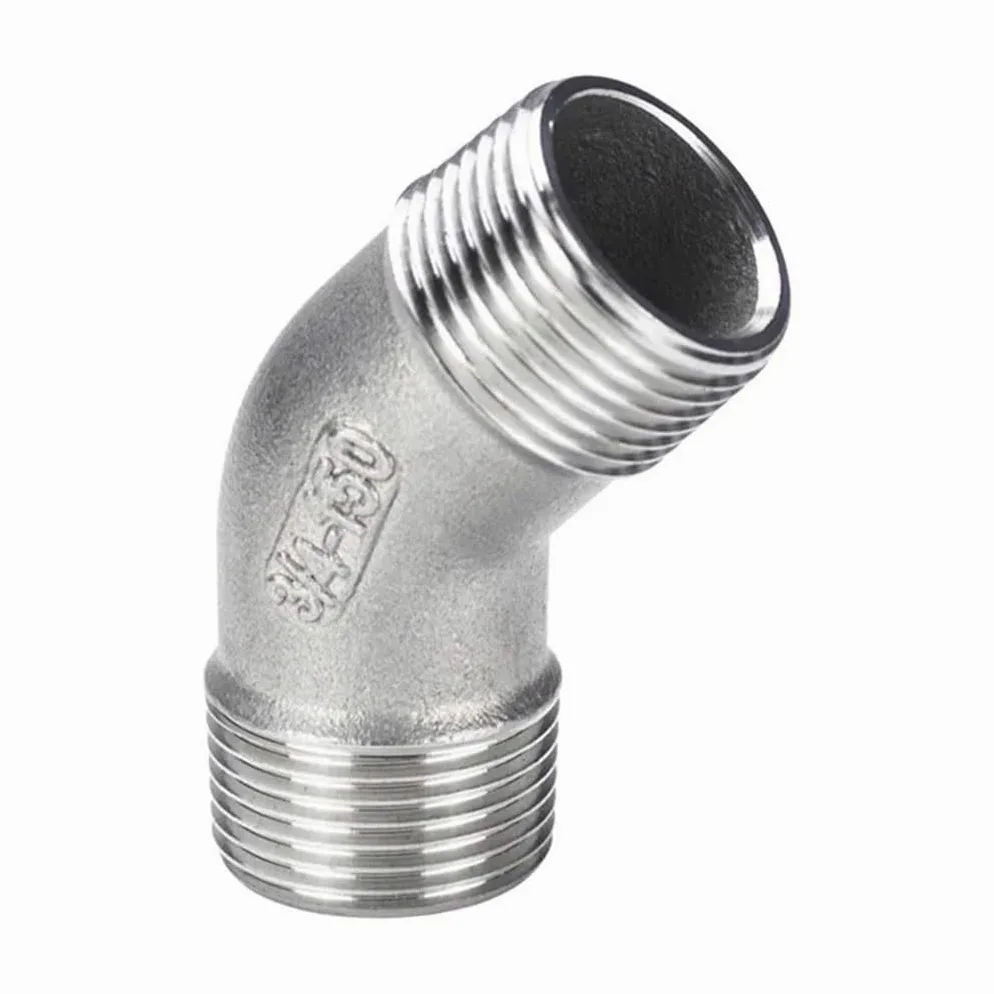 accesorios de conexión de tubería, Codo de acero inoxidable de 45 grados y 90 grados, 1/4 "3/8" 1/2 "3/4" 1 "1-1/4" conector acodado roscado macho-hembra accesorio de tubería 304,(1.25 Inch 45 Male T