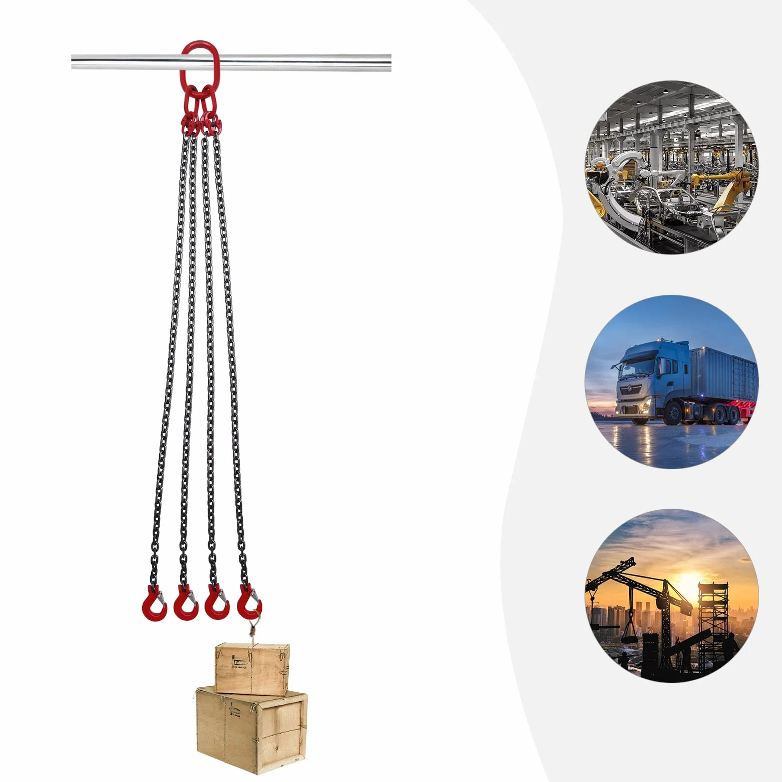 Krangehänge Anschlagkette 5T 1.5M 8mm 4 Hebeband Hebewerkzeug für Baustelle