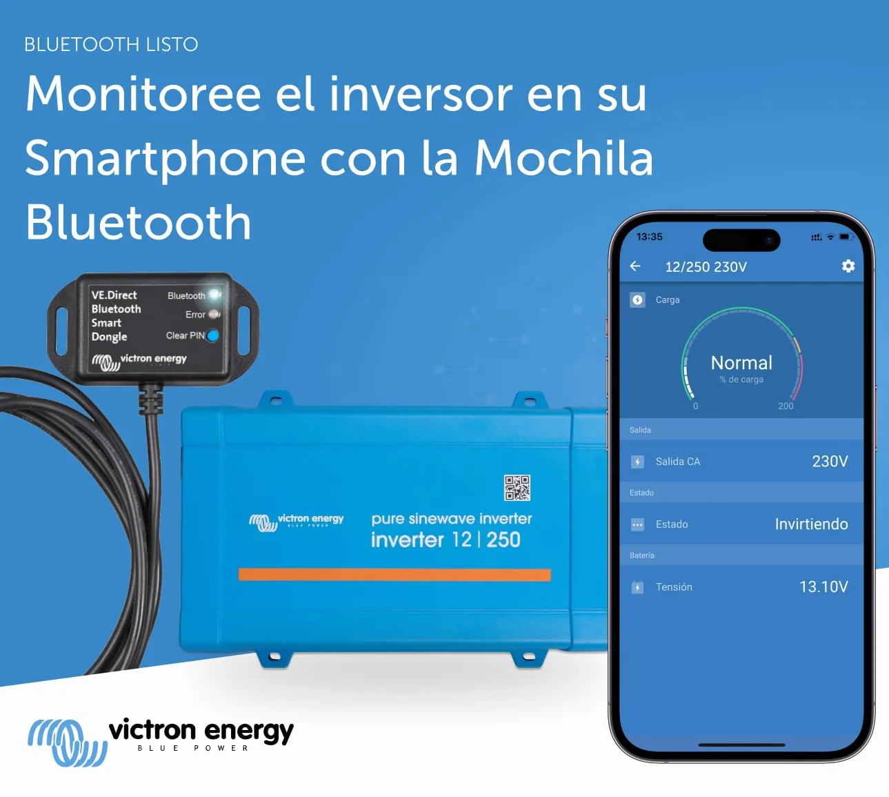 Victron Energy 250VA 12-Voltios 230V CA Inversor de Onda sinusoidal Pura (Schuko)