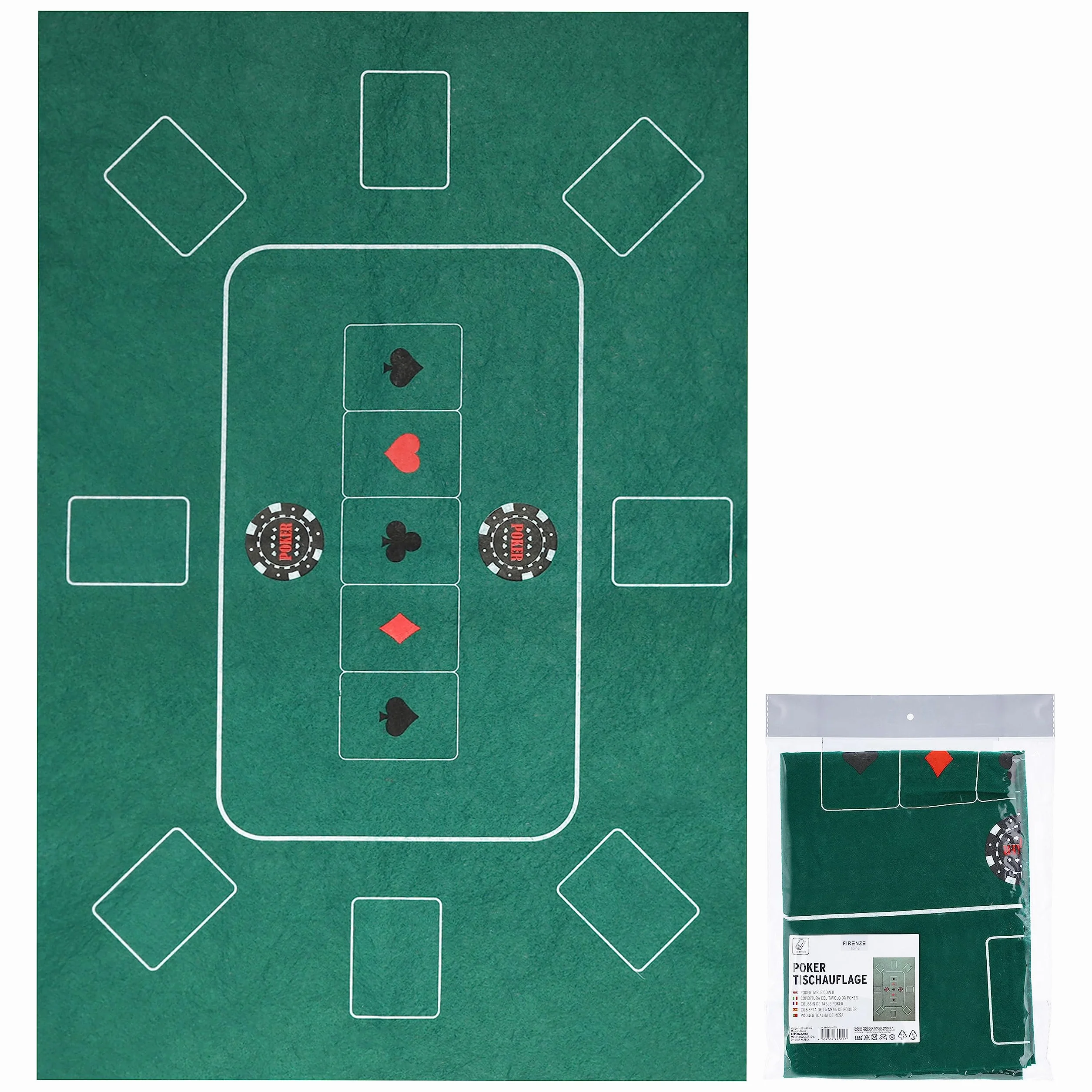 Cepewa Alfombra de Póquer Plegable 60 x 90 cm Poliéster Fieltro Verde