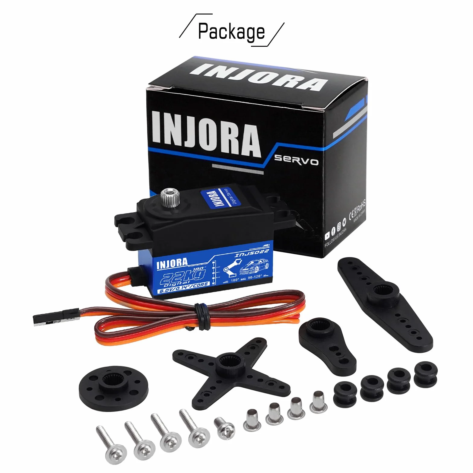 INJORA INJS022 Servo Digital de Perfil Bajo 22KG para Coche RC 1/10 Robot Modelo