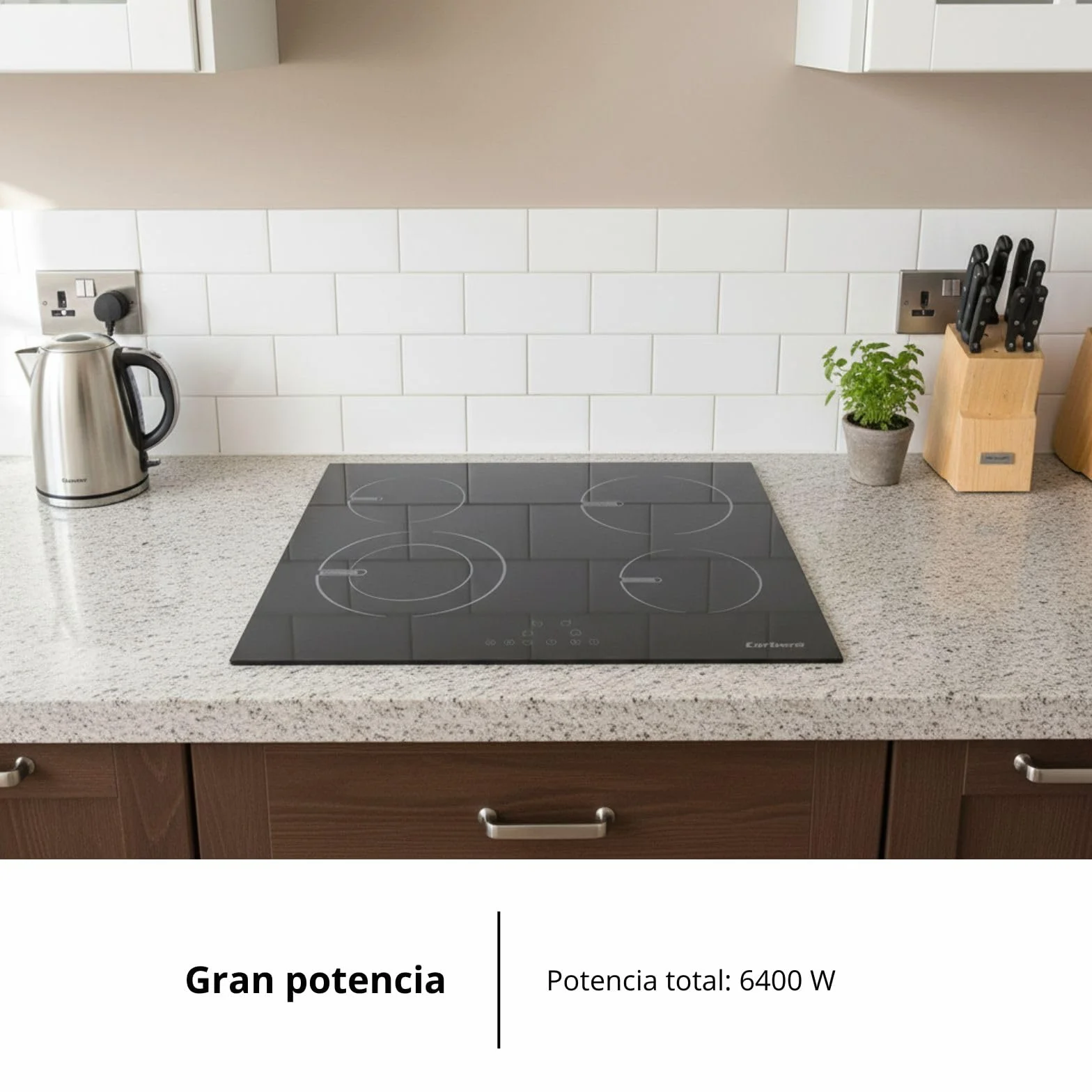 Corberó Placa Vitrocerámica CCVG4645 4 Zonas 6400W Control Táctil Negro