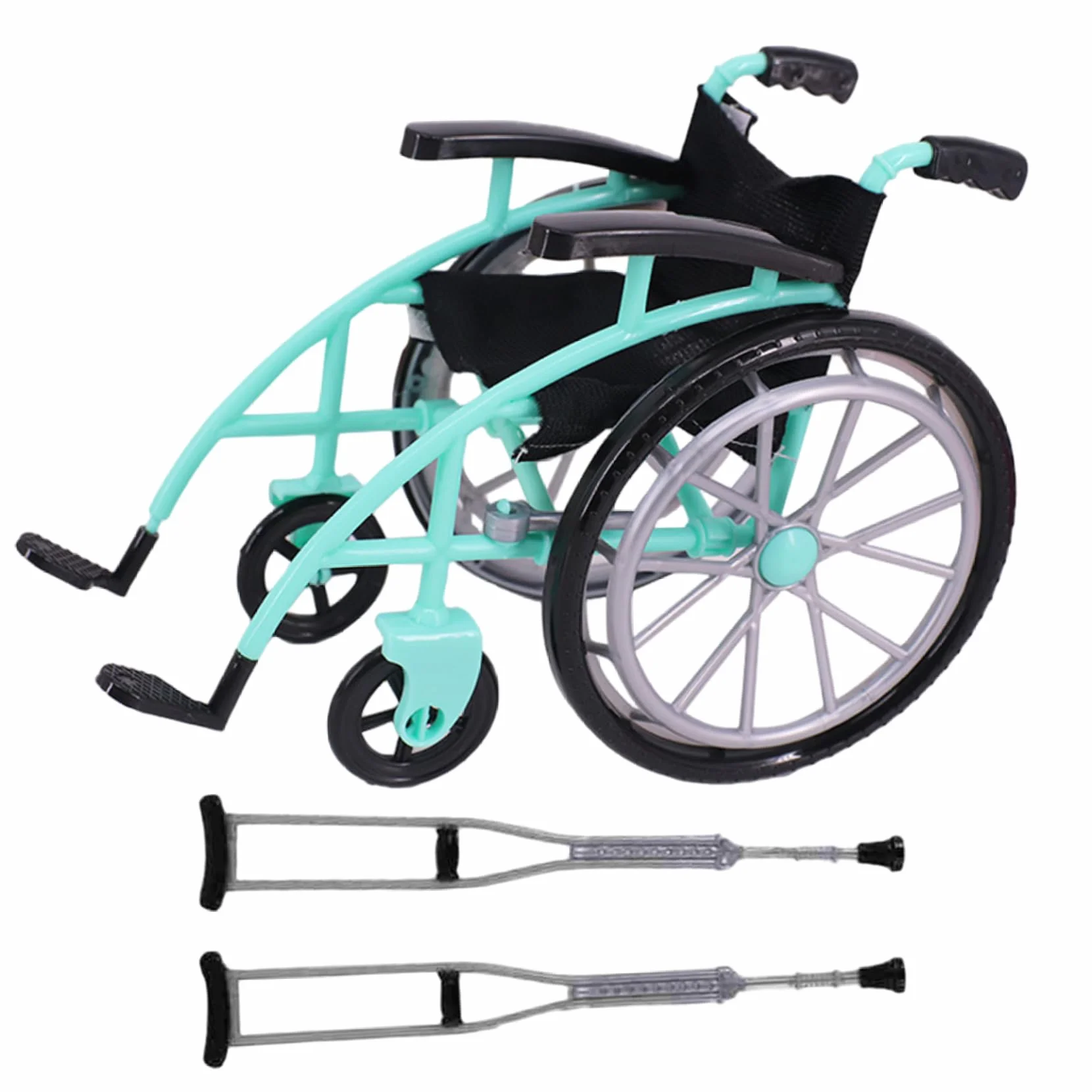 Juego de Muletas para Silla de Ruedas, Juguete Realista en Miniatura, Accesorios para Casa de Muñecas
