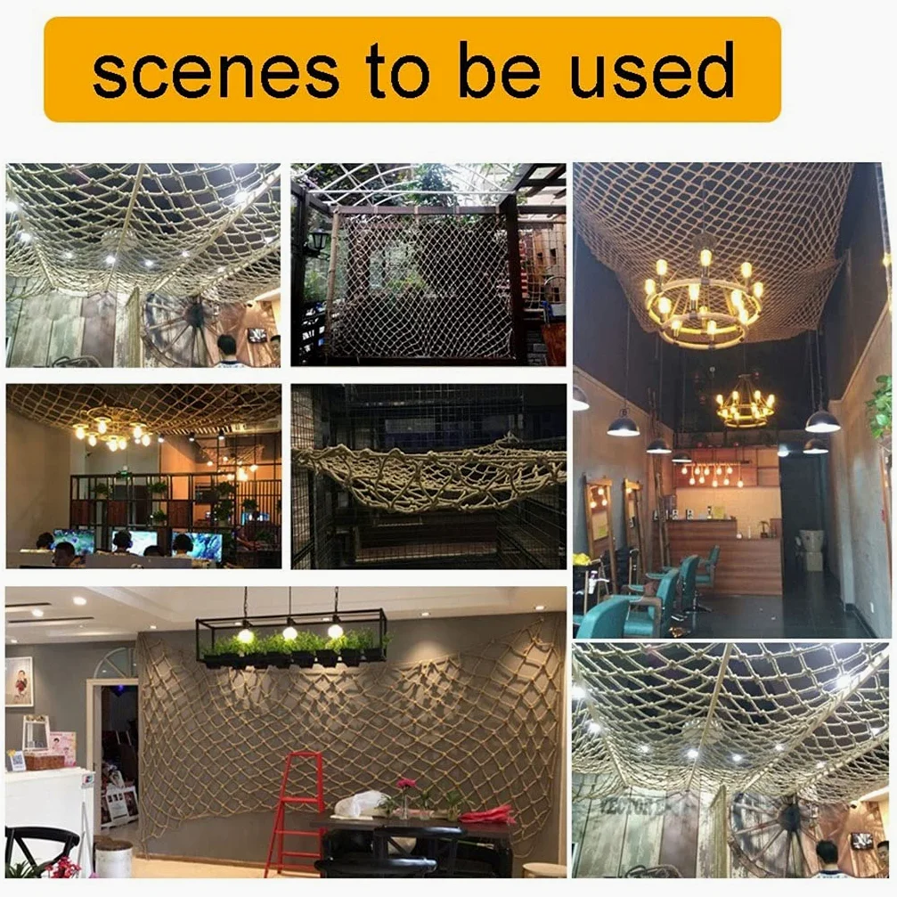 Red de carga de cáñamo, red de remolque duradera para uso en exteriores, malla de escalada, red decorativa de techo para niños, dimensiones 1 x 3 m